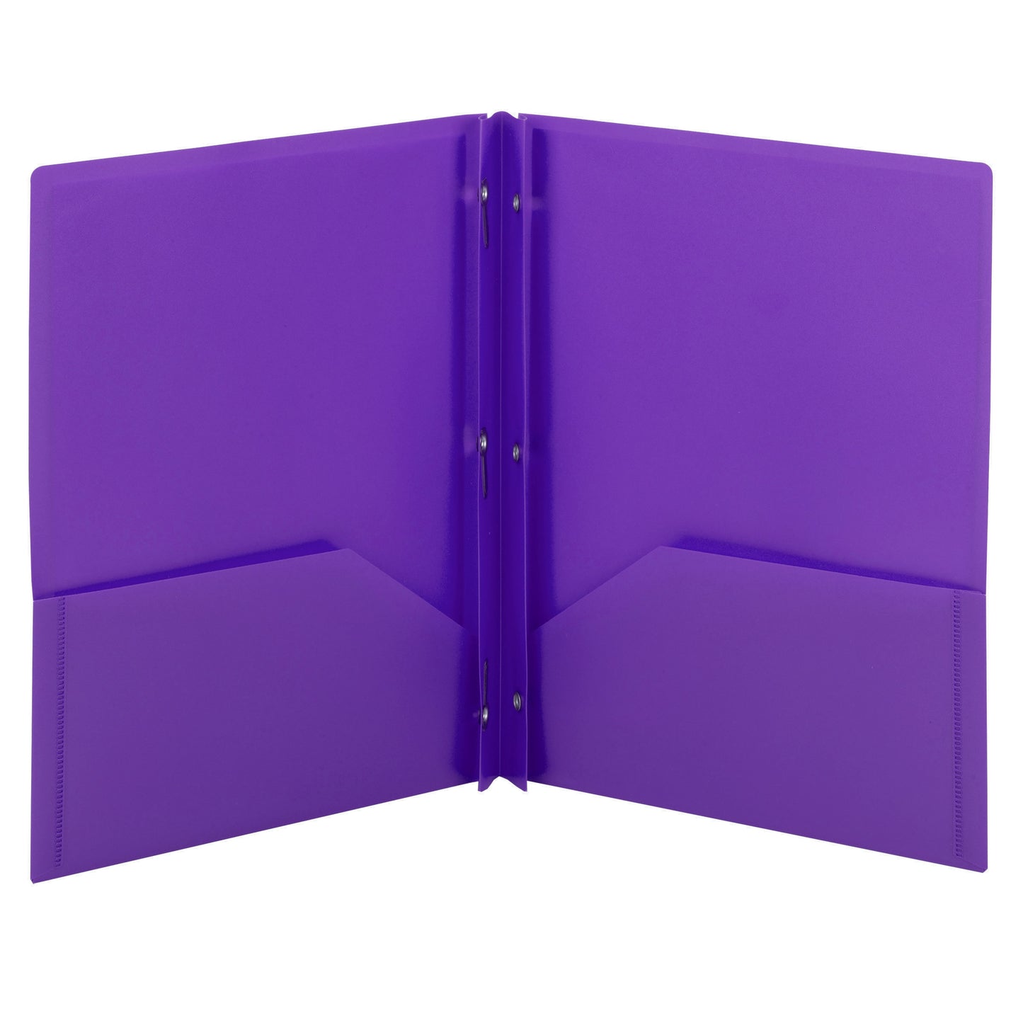Poly Two-Pocket Folders with Fasteners, Purple Color, Letter Size, Set of 3, 086486877343