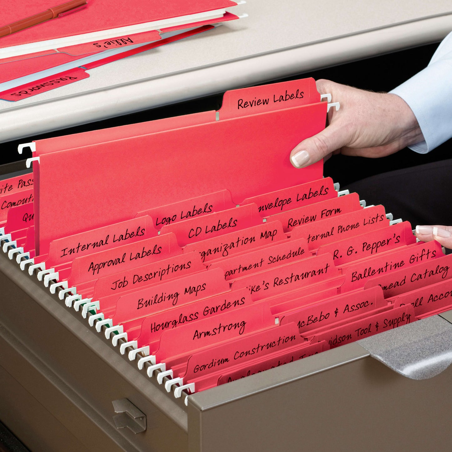 FasTab® Hanging File Folders, 1/3-Cut Tab, Red Color, Letter Size, Set of 20, 086486640961