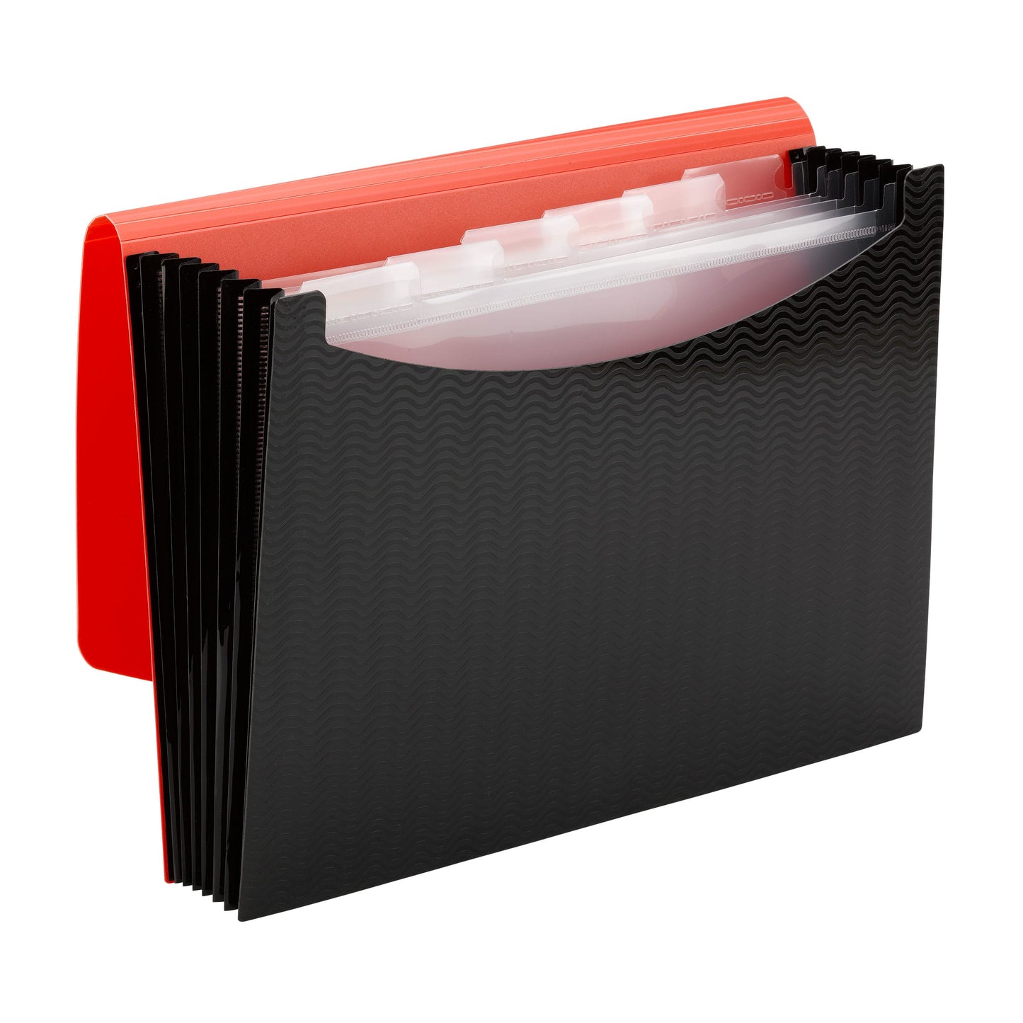 Poly Expanding Files with Flap, 6 Pockets, Wave Pattern, Red Color, Letter Size, Set of 1, 086486708845