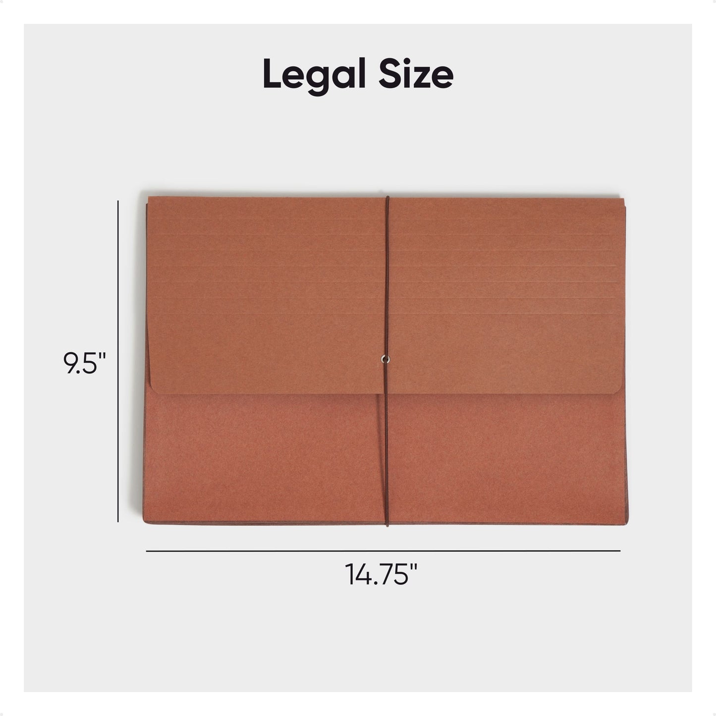 Tear-Resistant Redrope Expanding Wallets with Elastic Cord, 5-1/4 Inch Expansion, Redrope Color, Legal Size, Set of 10, 30086486711112
