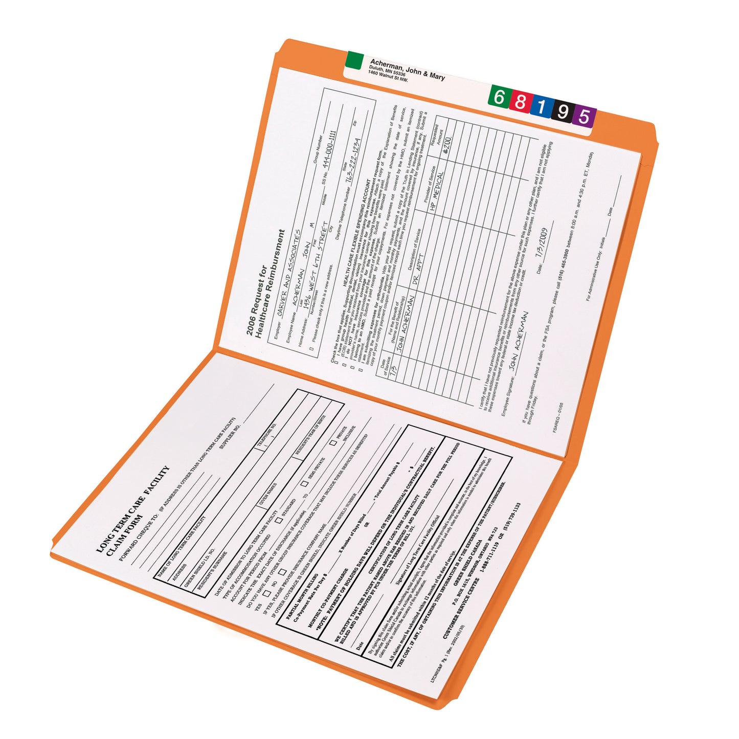 Reinforced Tab File Folders, Straight-Cut Tab, Orange Color, Letter Size, Set of 100, 086486125109