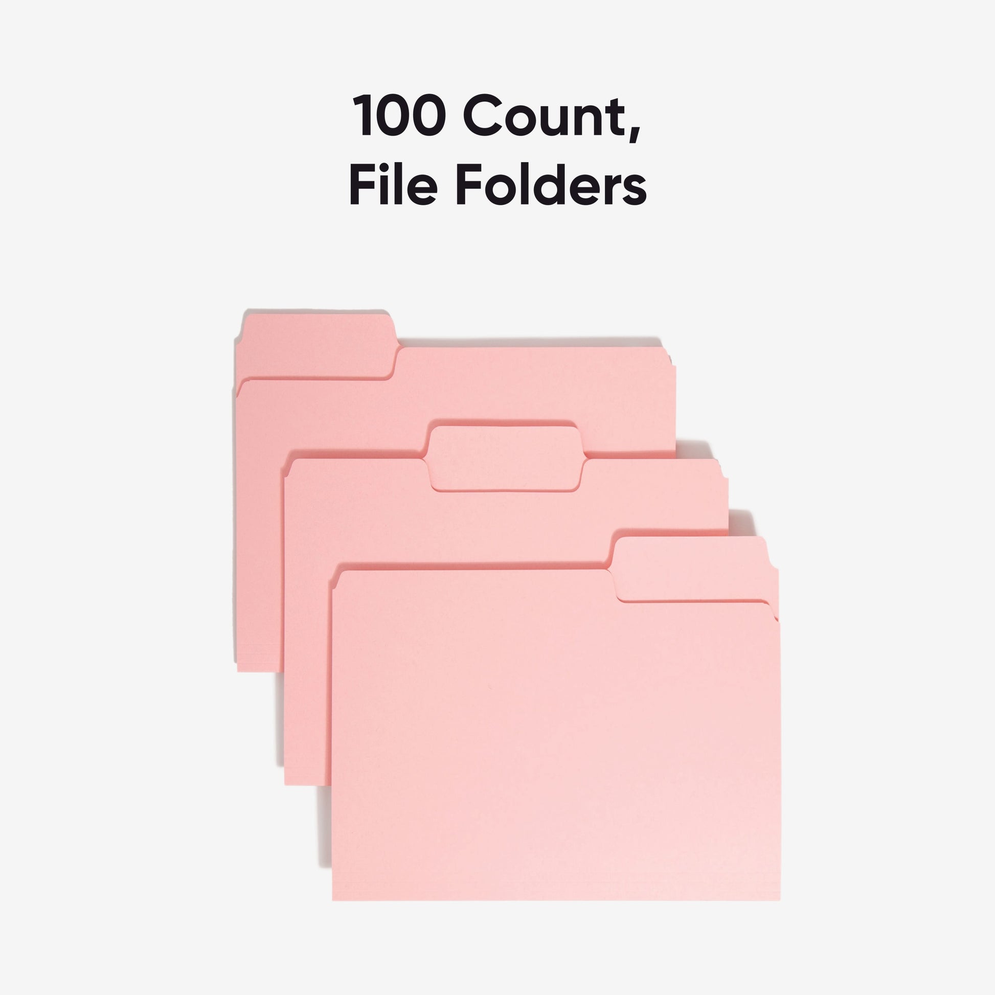 Standard File Folders, 1/3-Cut Tab, Pink Color, Letter Size, Set of 100, 086486126434