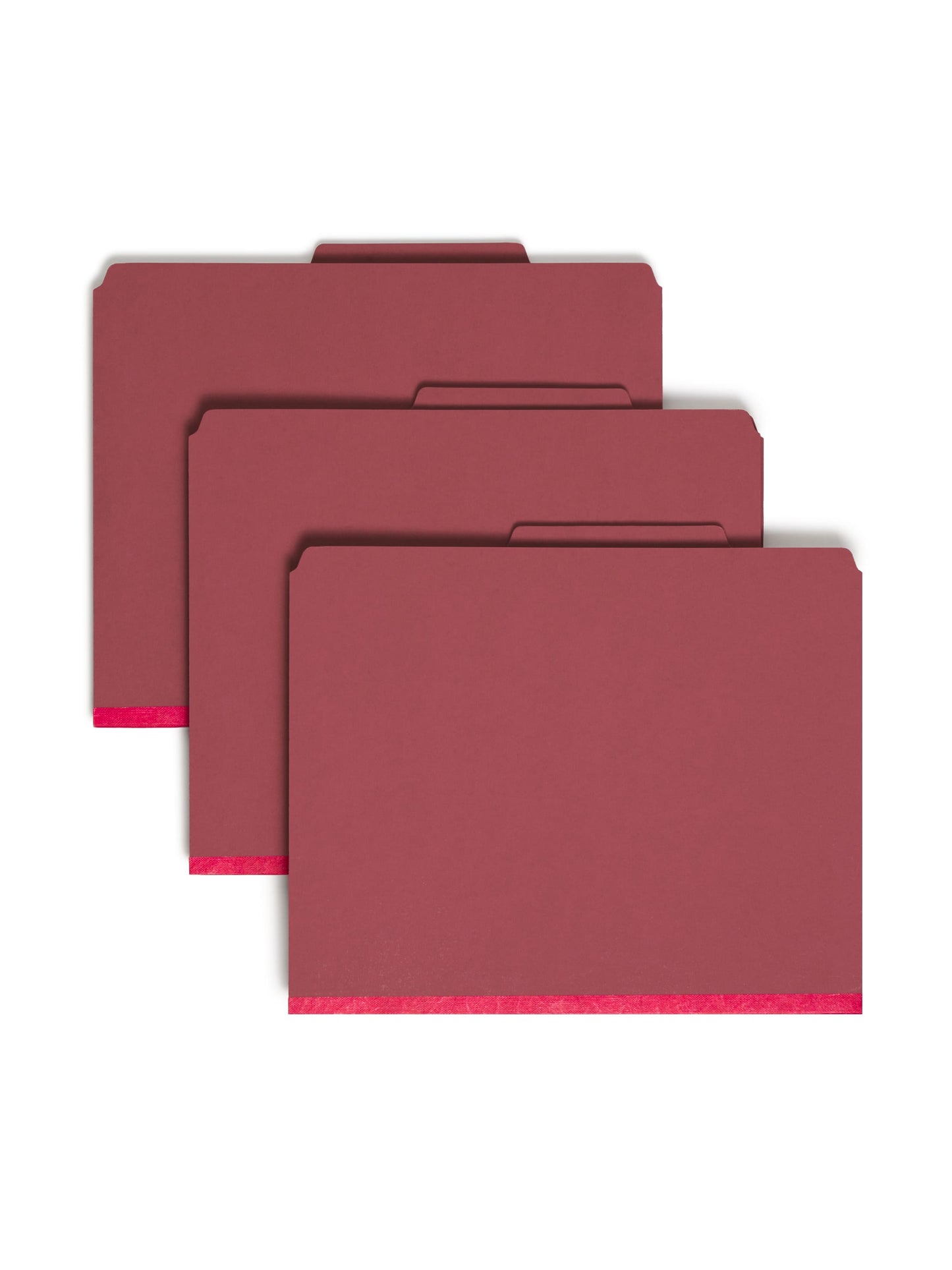 SafeSHIELD® Pressboard Classification File Folders, 1 Divider, 2 inch Expansion, Bright Red Color, Letter Size,