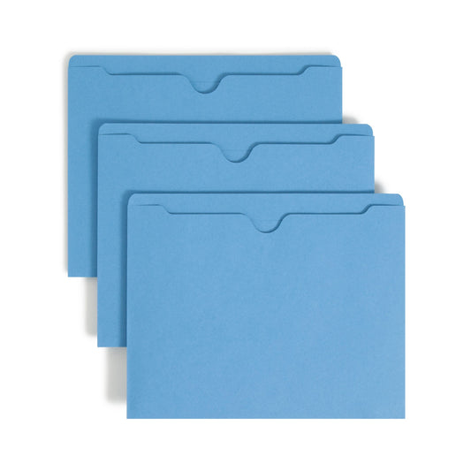 Colored File Jackets, Reinforced Straight-Cut Tab, No Expansion, Blue Color, Letter Size, Set of 100, 30086486755024