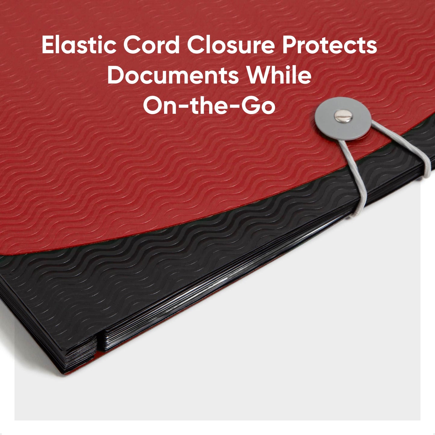Poly Expanding Files with Flap, 12 Pockets, Wave Pattern, Red Color, Letter Size, Set of 1, 086486708661