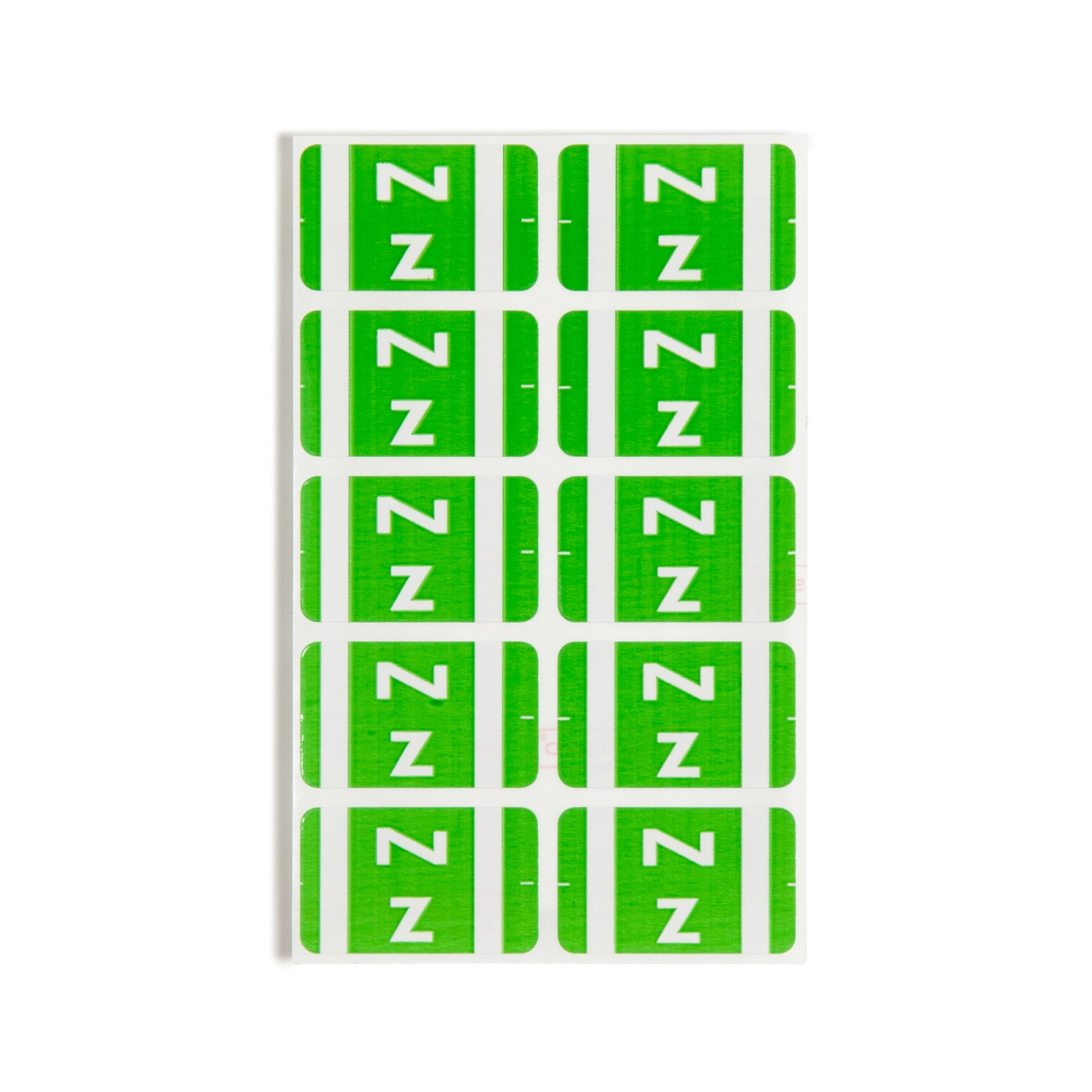 AlphaZ® ACCS Color Coded Alphabetic Labels - Sheets, Light Green Color, 1" X 1-5/8" Size, Set of 100, 086486671965