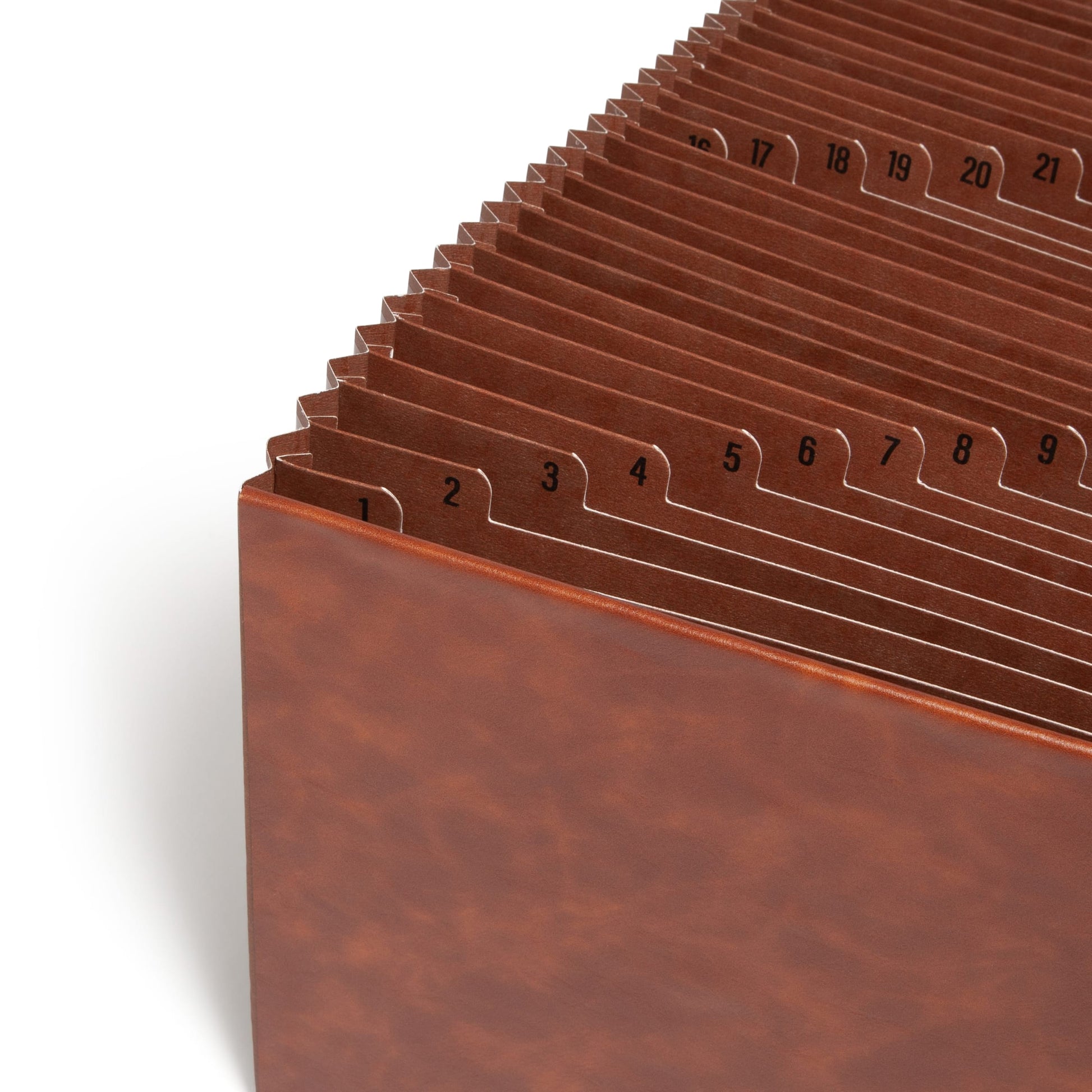TUFF® Vegan Leather Expanding Files, 31 Pockets, Numerical , Brown Color, Letter Size, Set of 1, 086486737852