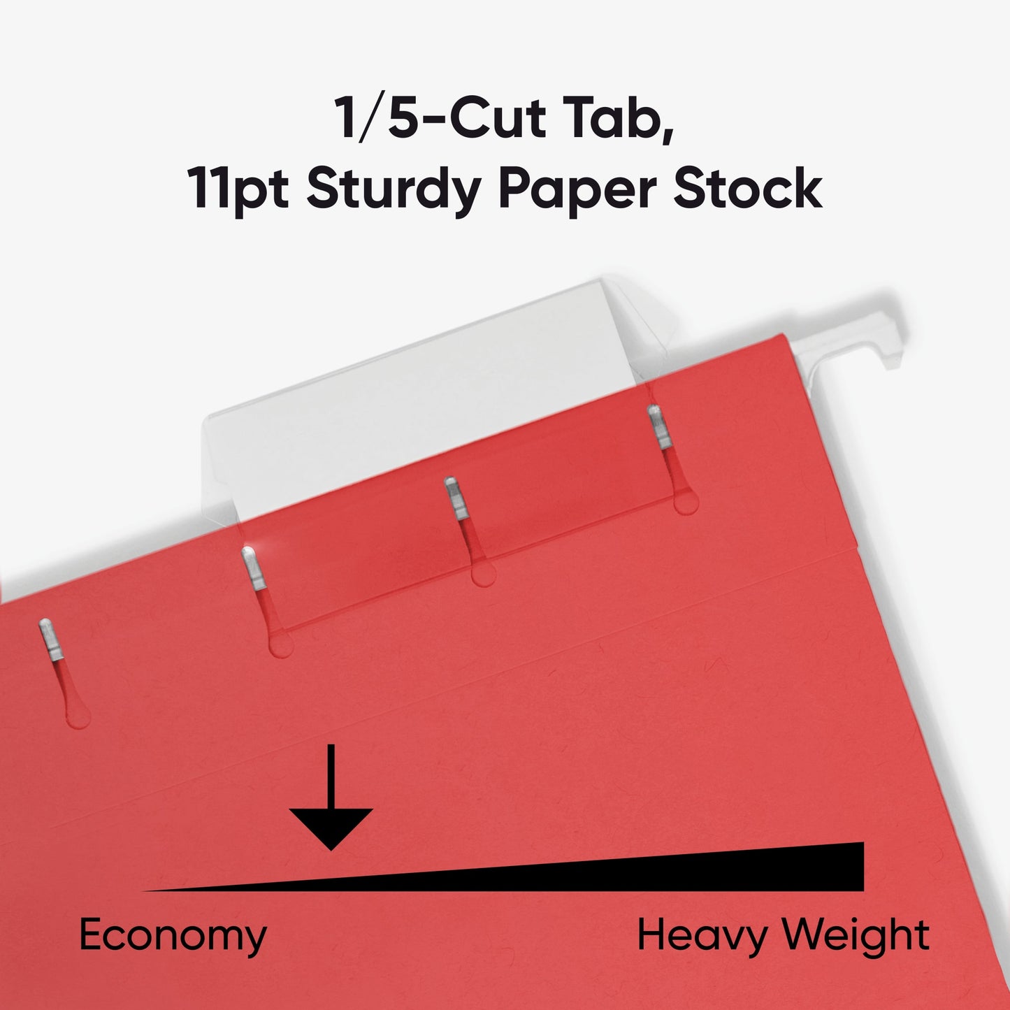 Standard Hanging File Folders with 1/5-Cut Tabs, Red Color, Letter Size, Set of 25, 086486640671
