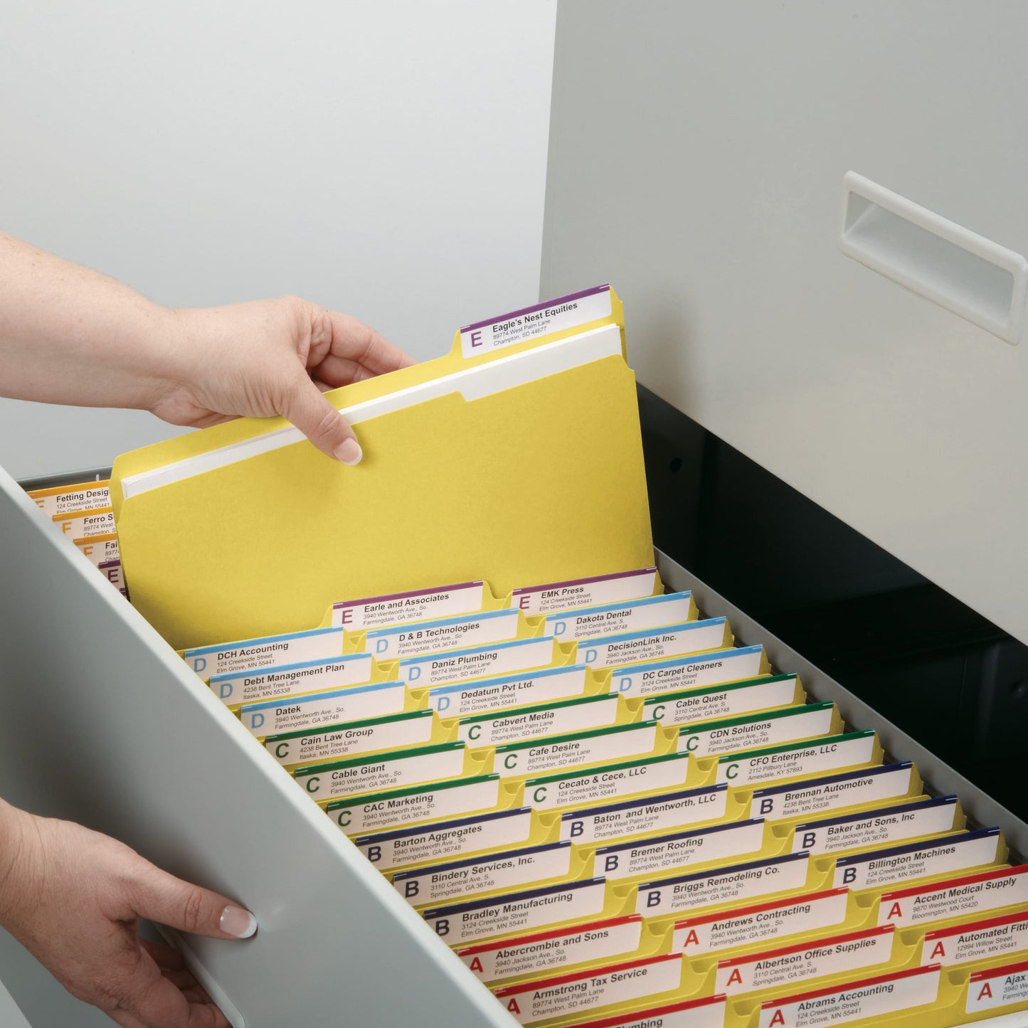 Standard File Folders, 1/3-Cut Tab, Yellow Color, Letter Size, Set of 100, 086486129435
