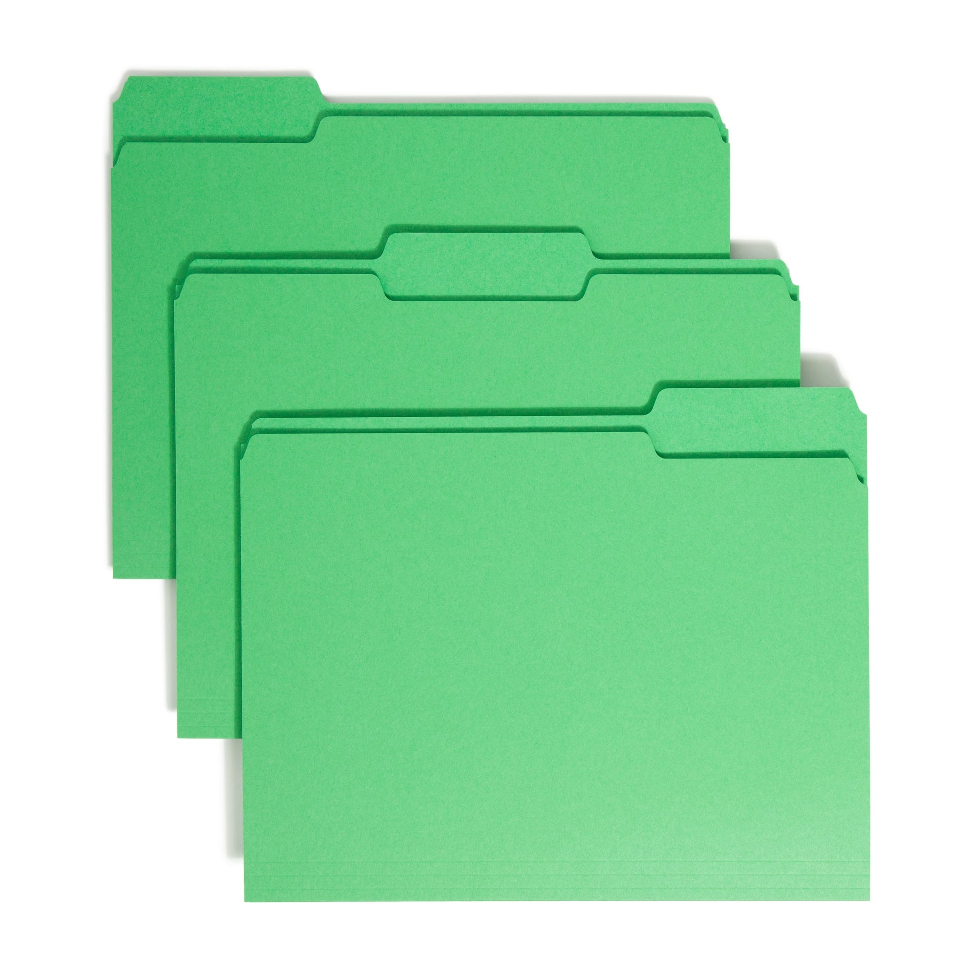 Standard File Folders, 1/3-Cut Tab, Green Color, Letter Size, Set of 100, 086486121439