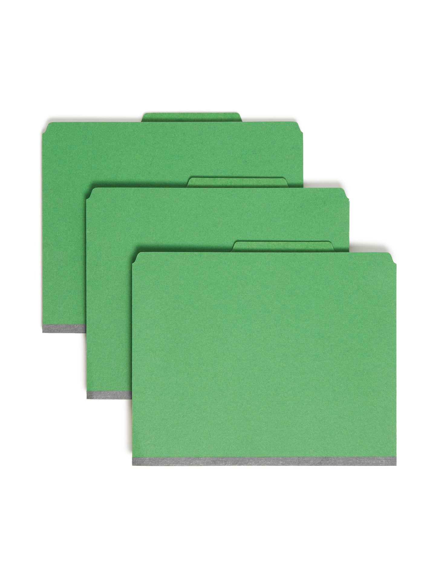 SafeSHIELD® Pressboard Classification File Folders, 2 Dividers, 2 inch Expansion, 2/5-Cut Tab, Green Color, Letter Size,