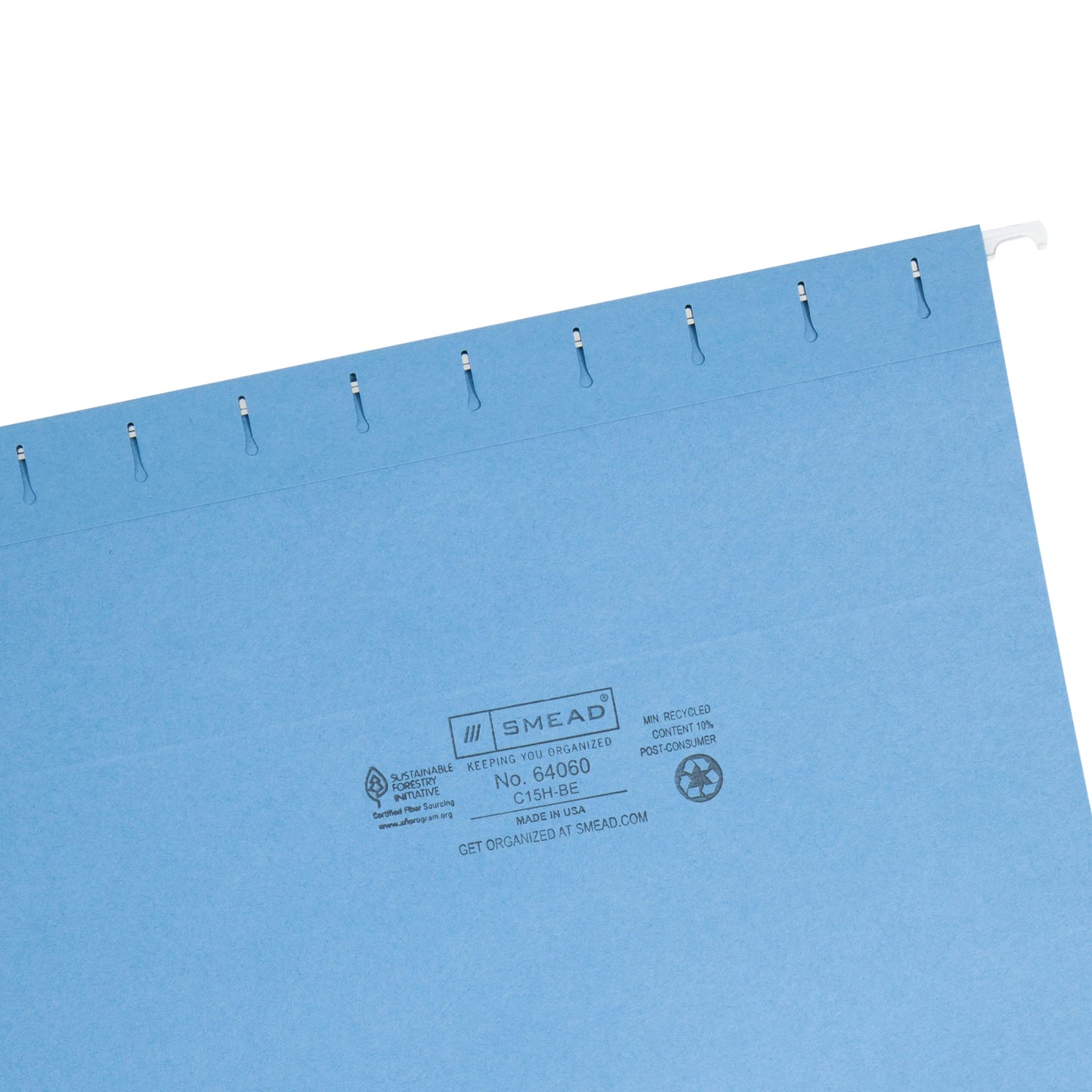 Standard Hanging File Folders with 1/5-Cut Tabs, Blue Color, Letter Size, Set of 25, 086486640602