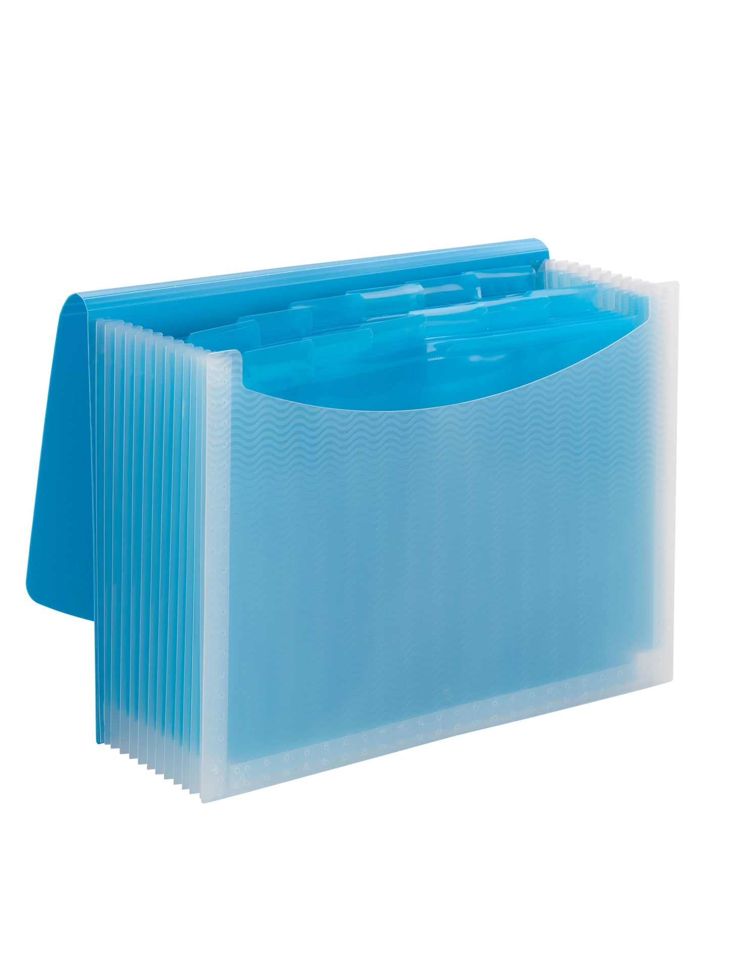 Poly Expanding Files with Flap, 12 Pockets, Wave Pattern, Teal Color, Letter Size, Set of 1, 086486708692