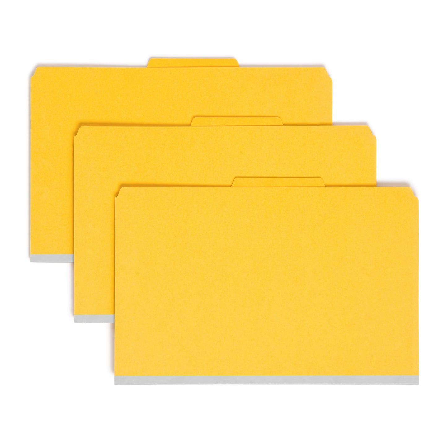 SafeSHIELD® Pressboard Classification File Folders, 3 Dividers, 3 inch Expansion, 2/5-Cut Tab, Yellow Color, Legal Size, Set of 10, 30086486190986