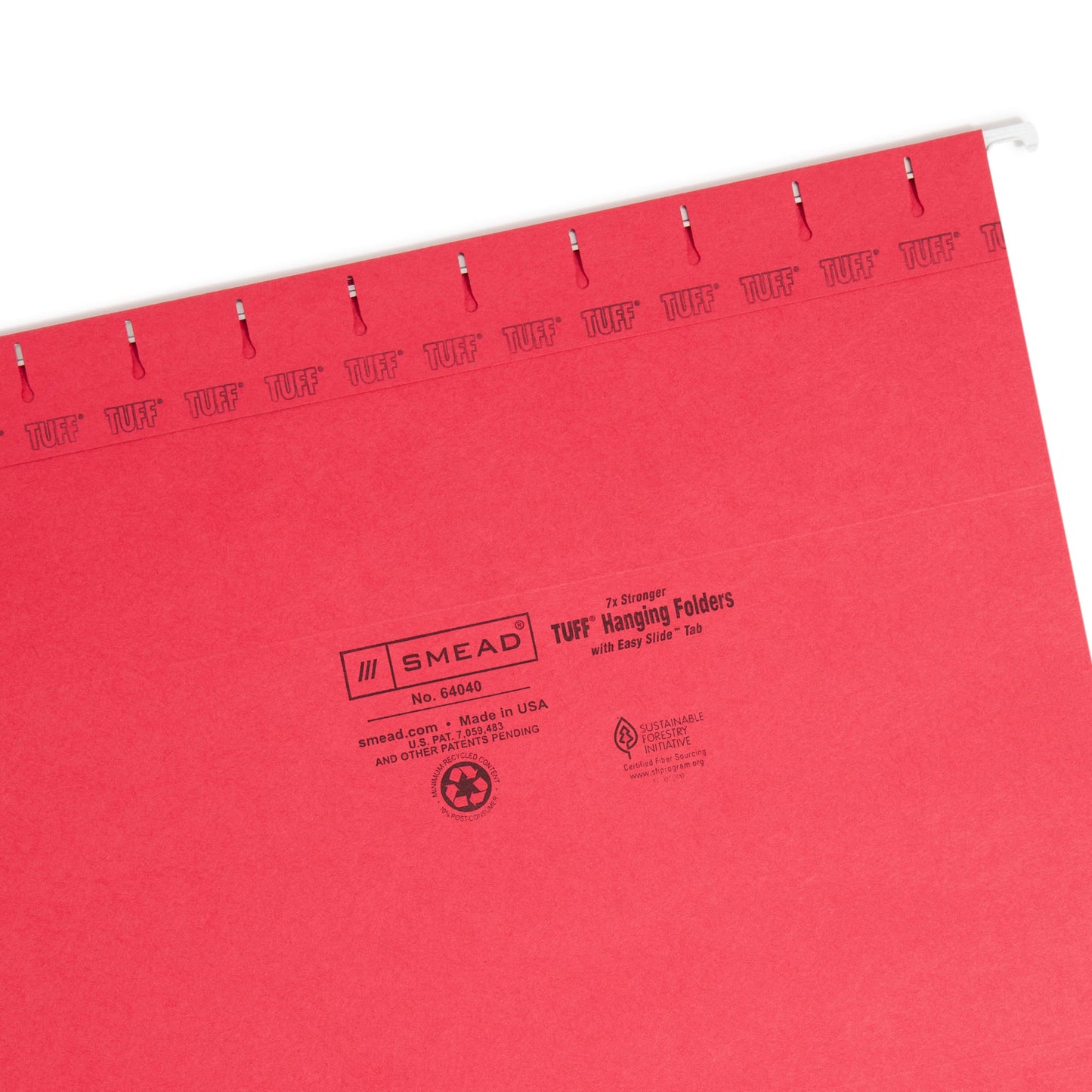 TUFF® Hanging File Folders with Easy Slide® Tabs, Assorted Colors Color, Letter Size, Set of 15, 086486640404