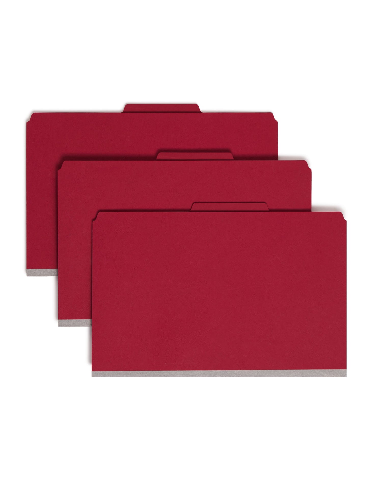 SafeSHIELD® Premium Pressboard Classification File Folders, 2 Dividers, 2 inch Expansion, 2/5-Cut Tab, Bright Red Color, Legal Size, Set of 10, 30086486192027