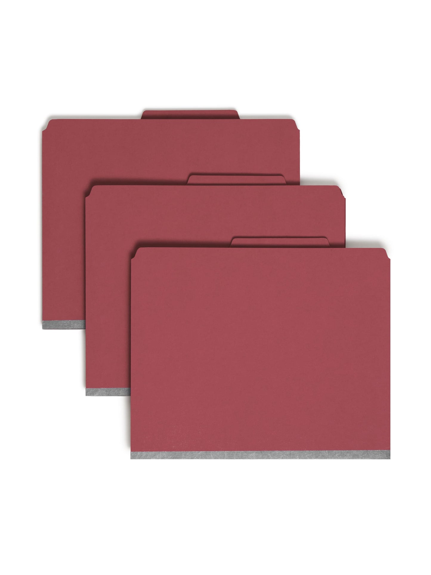 SafeSHIELD® Pressboard Classification File Folders, 1 Divider, 2 inch Expansion, Bright Red Color, Letter Size,