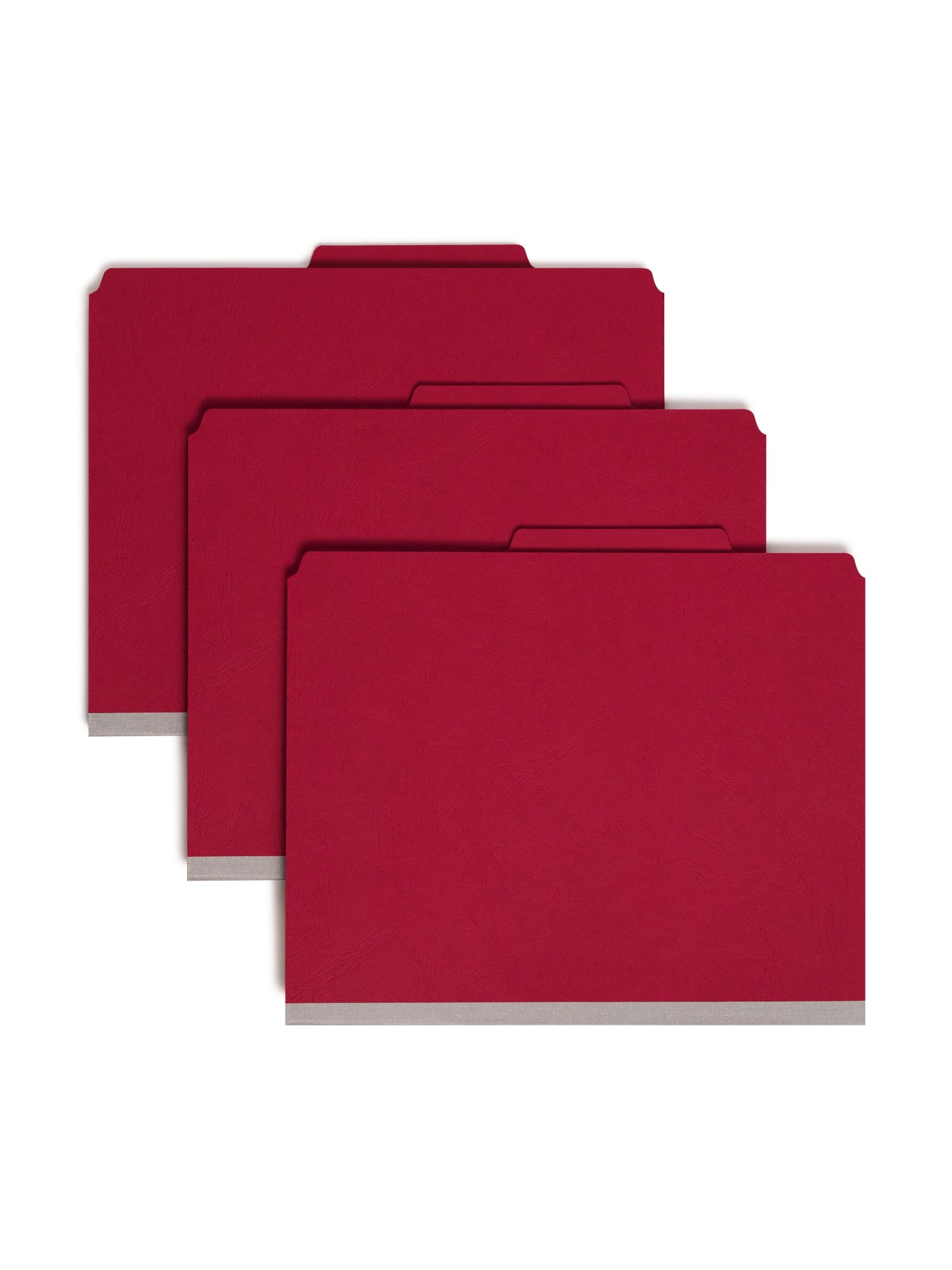 SafeSHIELD® Premium Pressboard Classification File Folders, 2 Dividers, 2 inch Expansion, 2/5-Cut Tab, Bright Red Color, Letter Size, Set of 10, 30086486142022