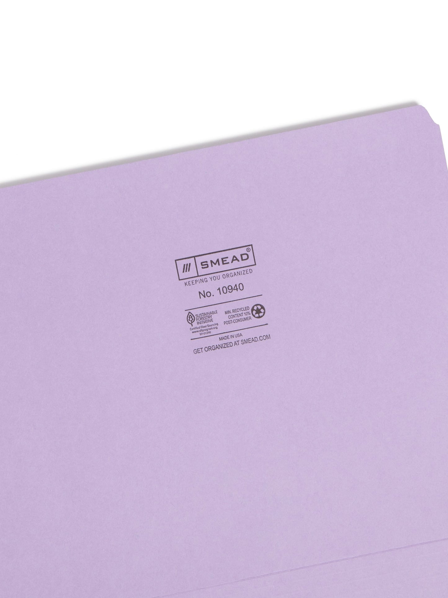 Standard File Folders, Straight-Cut Tab, Lavender Color, Letter Size, Set of 100, 086486109406