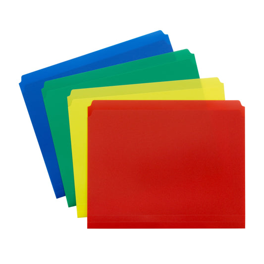 Poly File Folders, Straight-Cut Tab, Assorted Colors Color, Letter Size, Set of 1, 086486120098