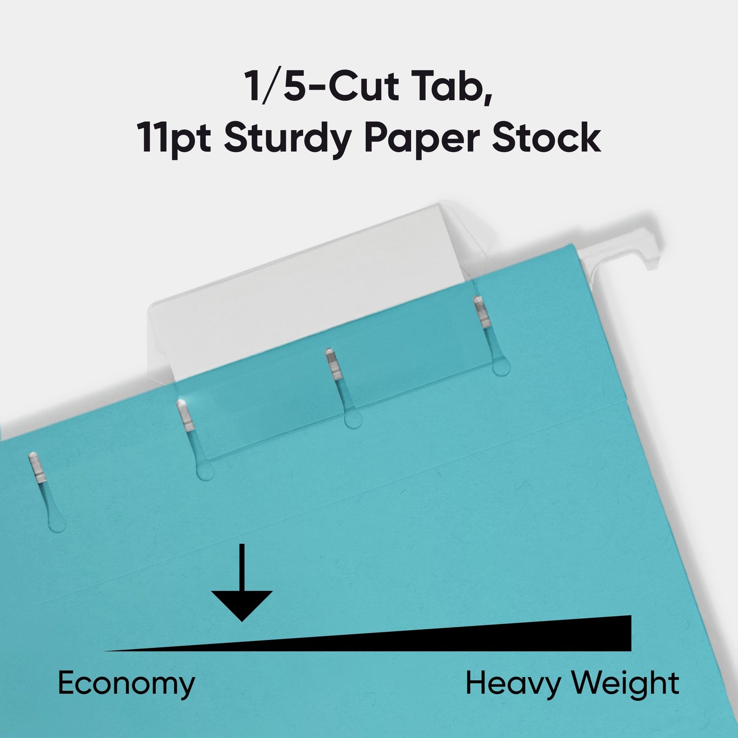 Standard Hanging File Folders with 1/5-Cut Tabs, Aqua Color, Letter Size, Set of 25, 086486640589