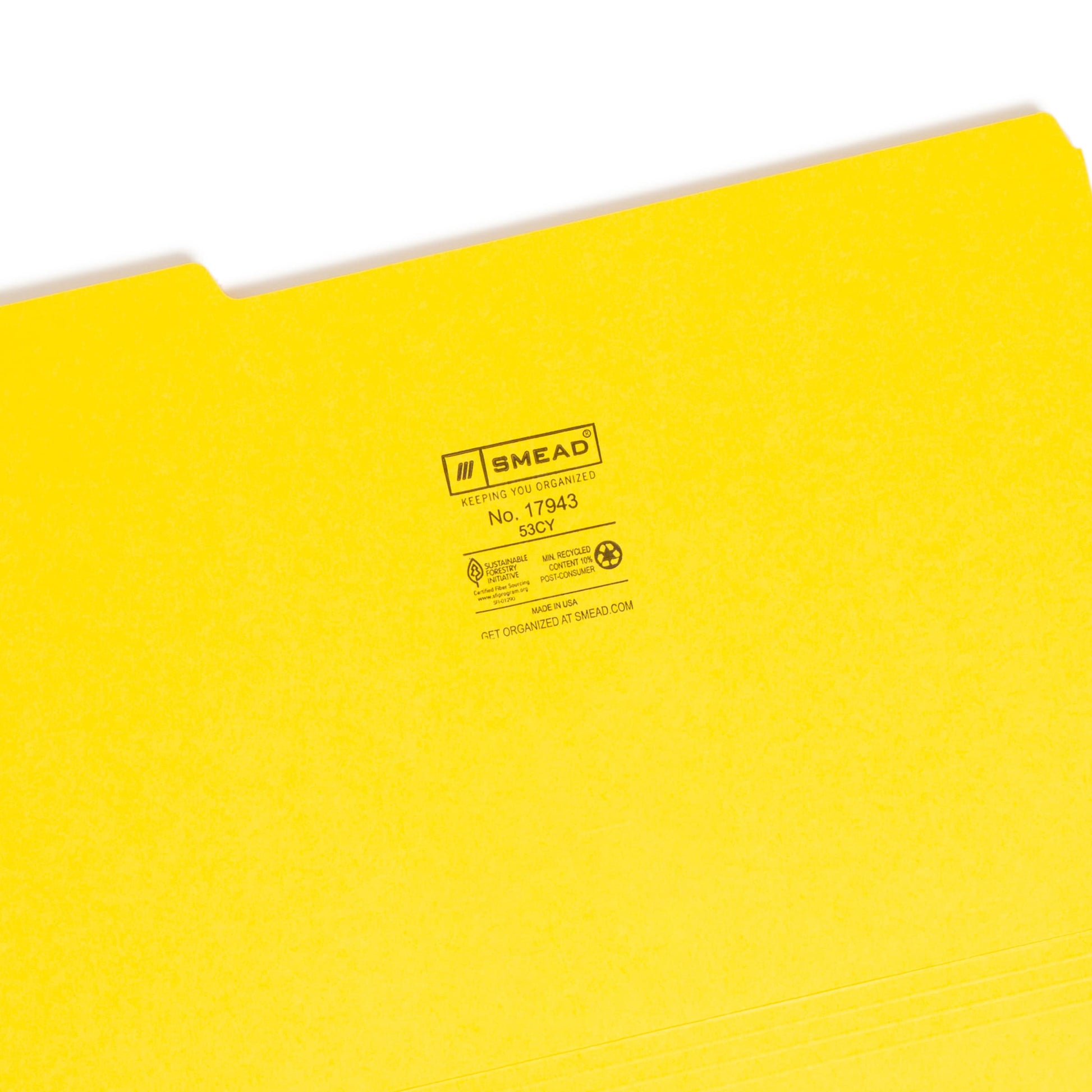 Standard File Folders, 1/3-Cut Tab, Yellow Color, Legal Size, Set of 100, 086486179430