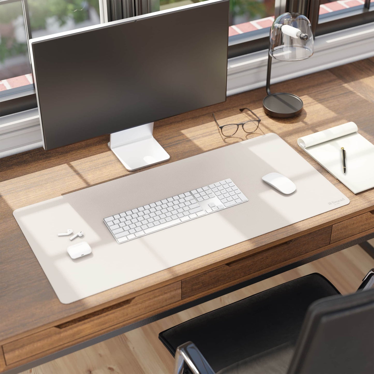 Vegan Leather Desk Pad, Sandstone Color, 36"X17" Size, Set of 1, 086486648264