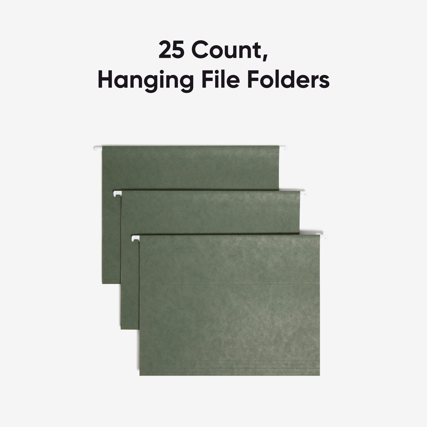 Standard Hanging File Folders with 1/5-Cut Tabs, Standard Green Color, Letter Size, Set of 25, 086486640558