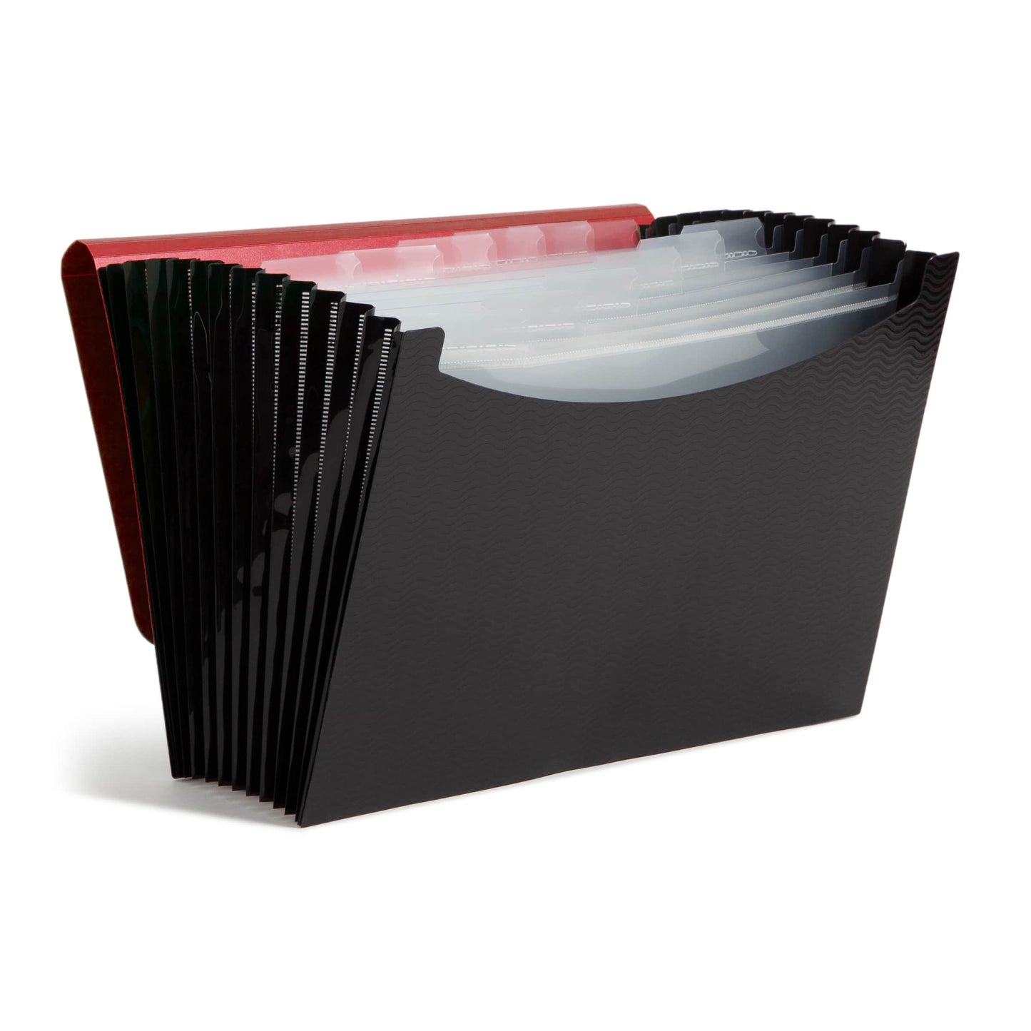 Poly Expanding Files with Flap, 12 Pockets, Wave Pattern, Red Color, Letter Size, Set of 1, 086486708661