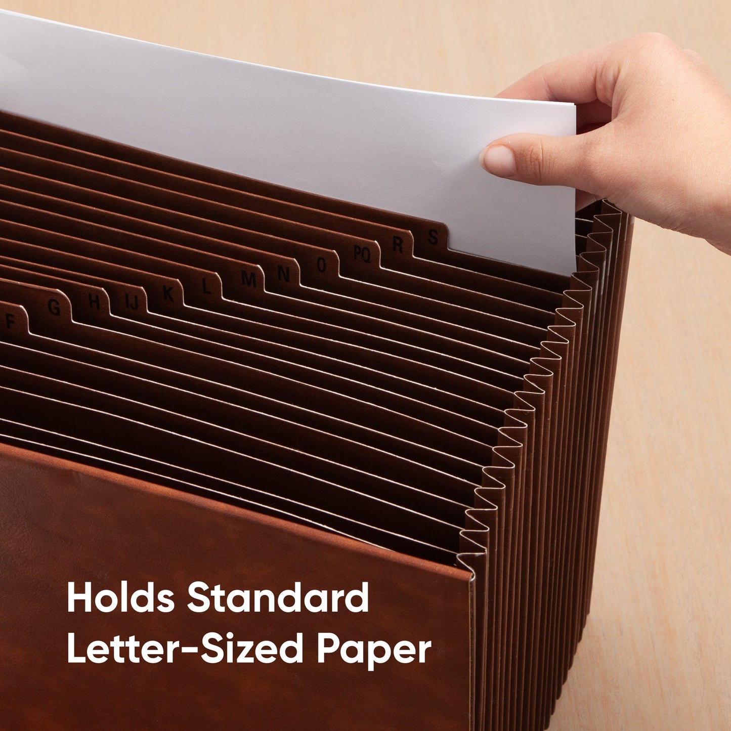 TUFF® Vegan Leather Expanding Files, 12 Pockets, Monthly Jan-Dec, Brown Color, Letter Size, Set of 1, 086486737869