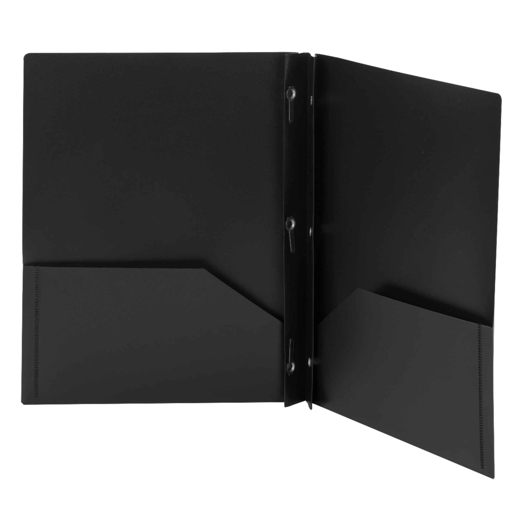 Poly Two-Pocket Folders with Fasteners, Black Color, Letter Size, Set of 25, 30086486877252