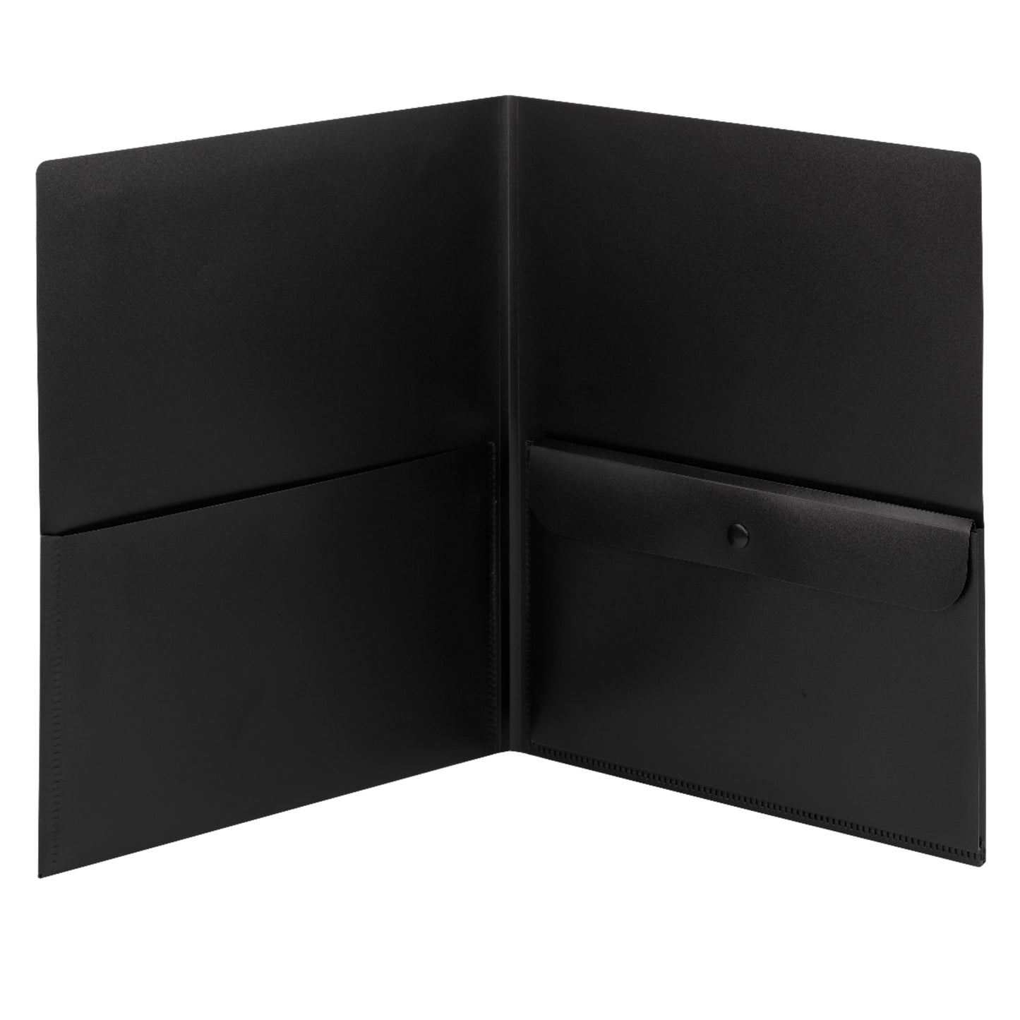 Poly Two-Pocket Folders with Security Pocket, Black Color, Letter Size, Set of 5, 086486877008