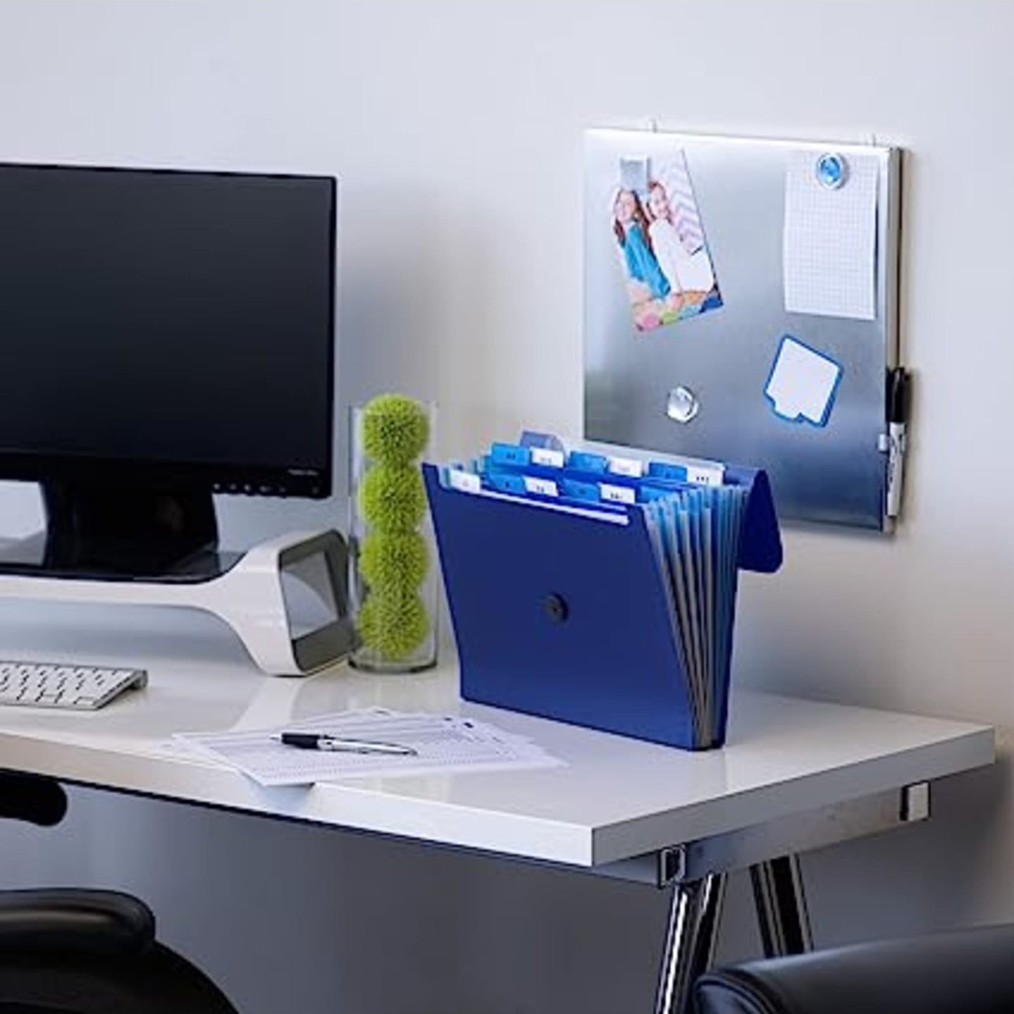 All-in-One Poly Organizer, 12 Pockets, Flap and Cord ClosureStep Index Organizer, 12 Pockets, 6 Dividers, Blue, Letter, Blue, Letter Size, Set of 1, 0086486709071