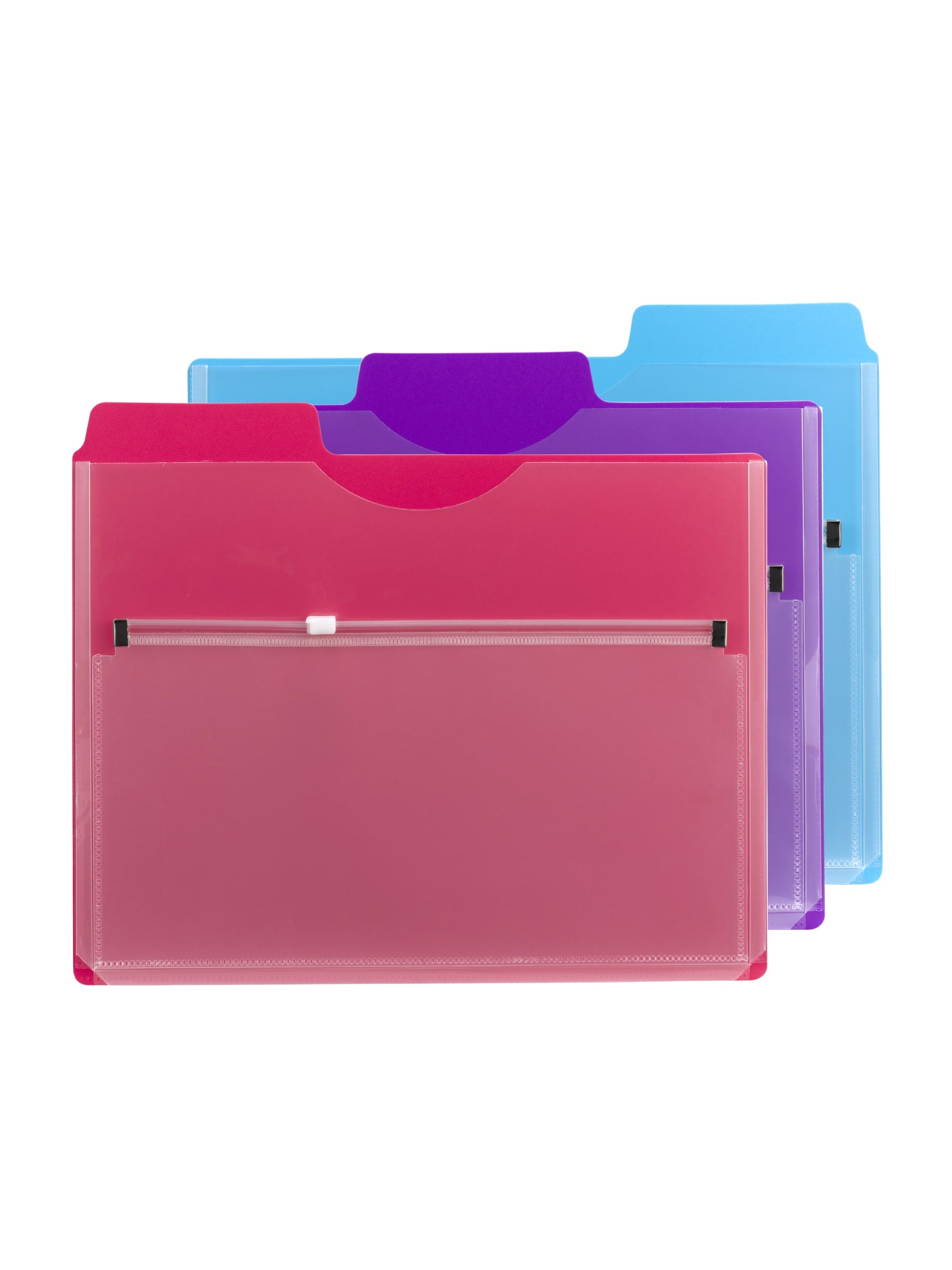 Poly Project Organizers with Zip Pouch, 1/3-Cut Tab, Assorted Colors Color, Letter Size, Set of 1, 086486896177