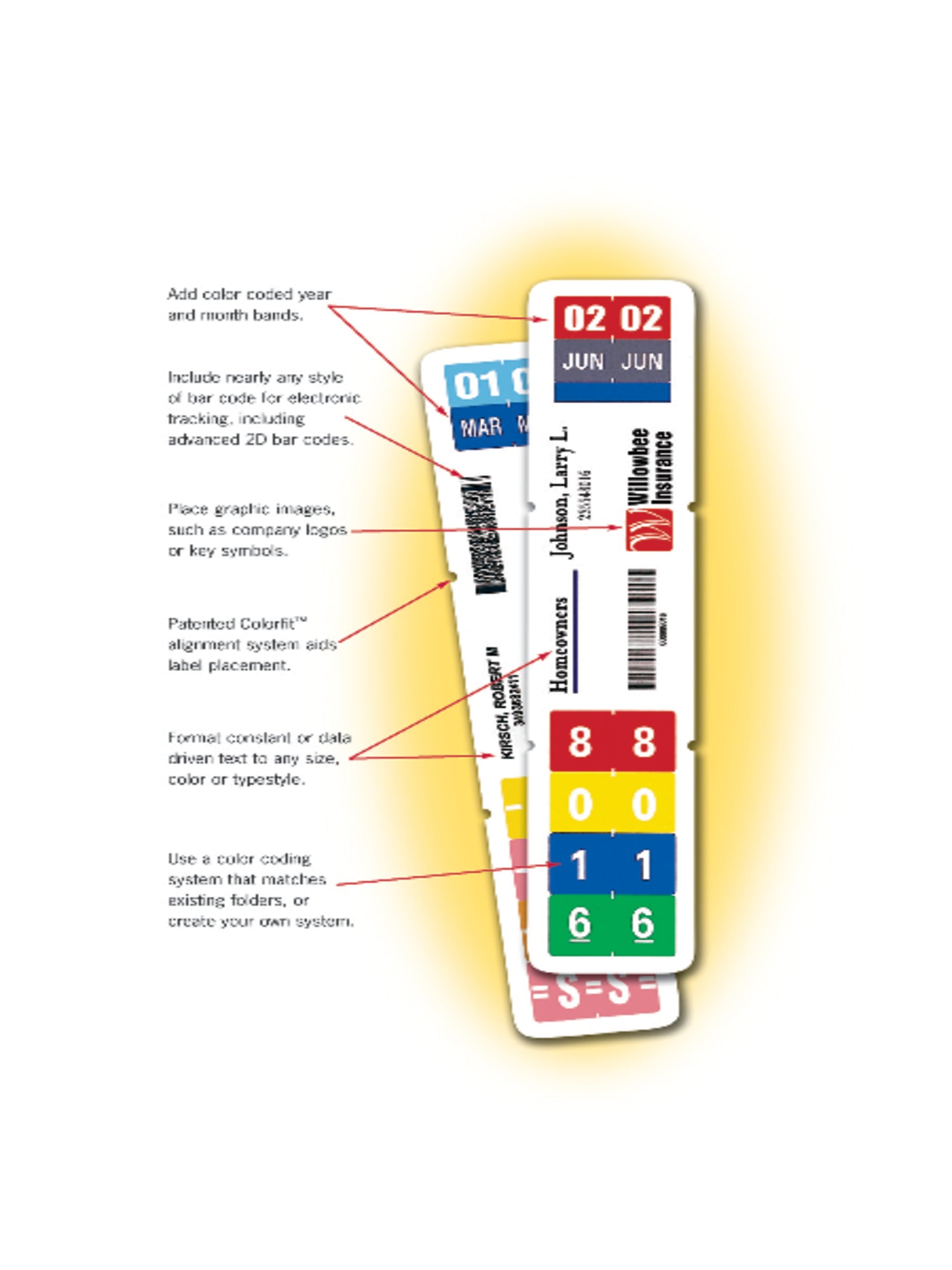 ColorBar®  Inkjet Labels, White Color, 1-1/2” X 8” Size, Set of 1008, 086486024907
