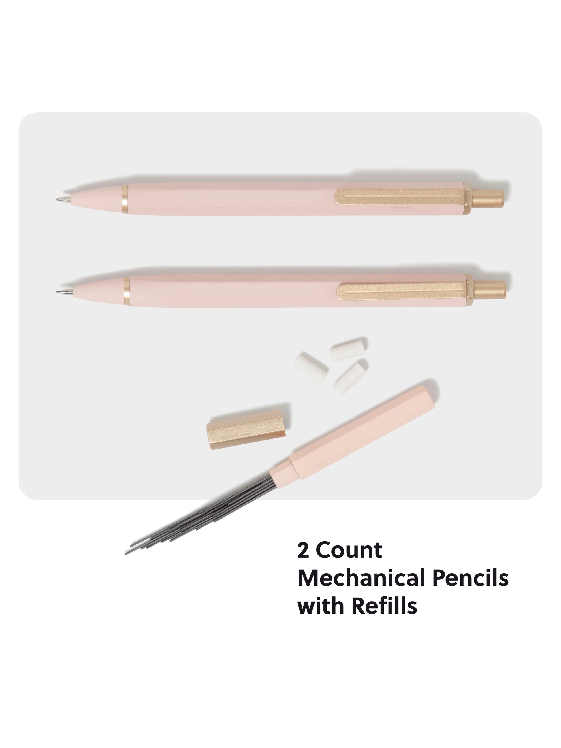 Cambria Mechanical Pencils, Blush, 5.75" x 0.47" x 0.51", Blush, 5.75" X 0.47" X 0.51" Size, Set of 2, 817894024124