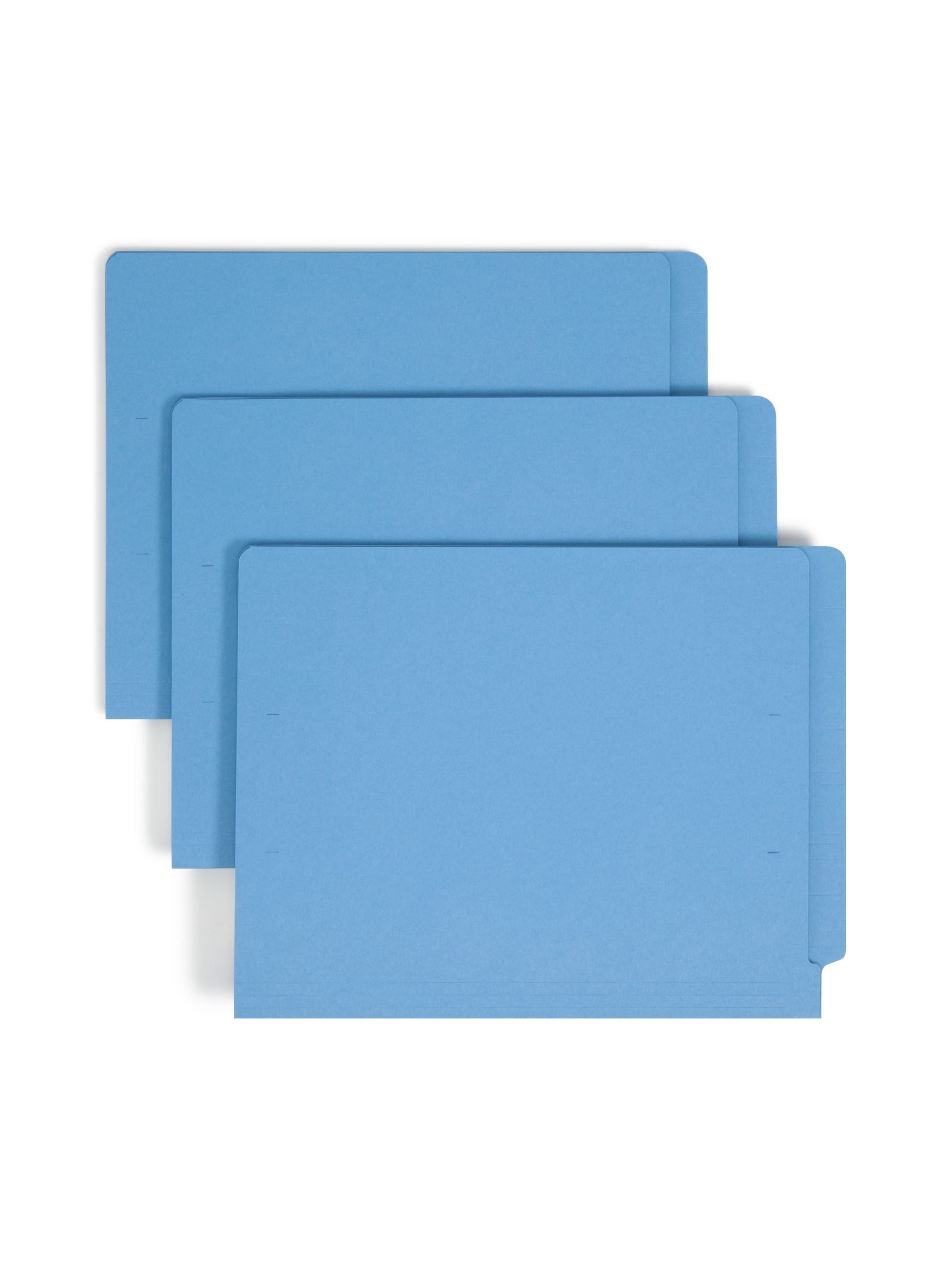 Shelf-Master® Reinforced Tab End Tab File Folders, Straight-Cut Tab, Blue Color, Letter Size, Set of 100, 086486250108