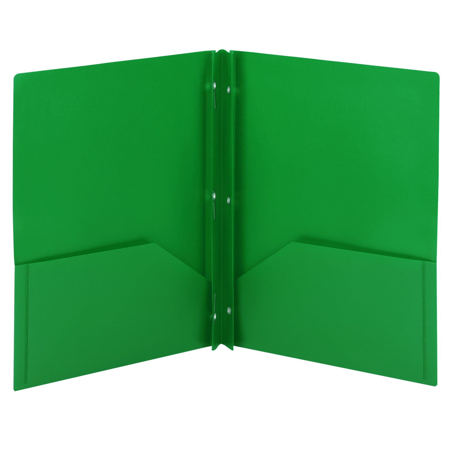 Poly Two-Pocket Folders with Fasteners, Green Color, Letter Size, Set of 3, 086486877329