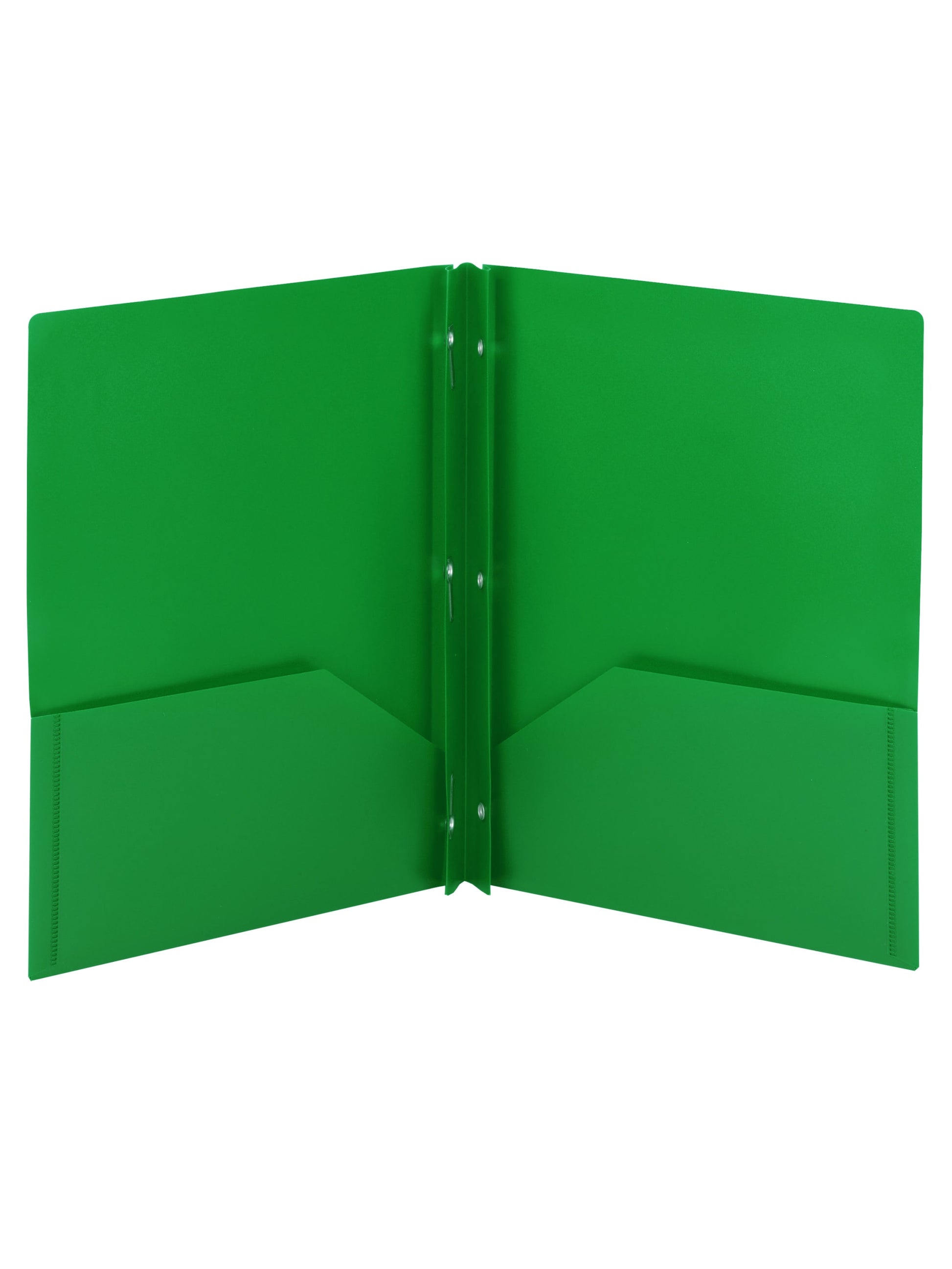 Poly Two-Pocket Folders with Fasteners, Green Color, Letter Size, Set of 1, 086486877329