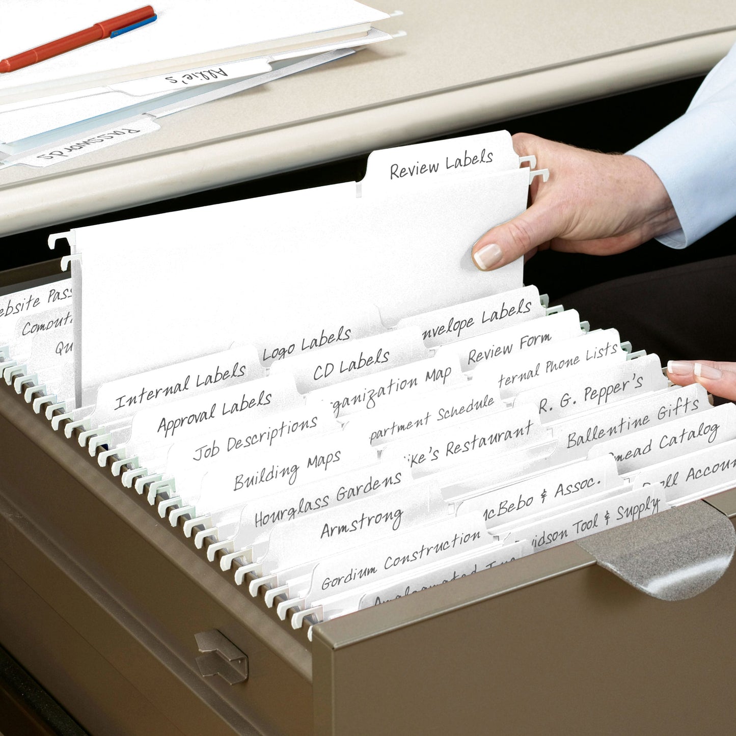 FasTab® Hanging File Folders, 1/3-Cut Tab, White Color, Letter Size, Set of 20, 086486640022