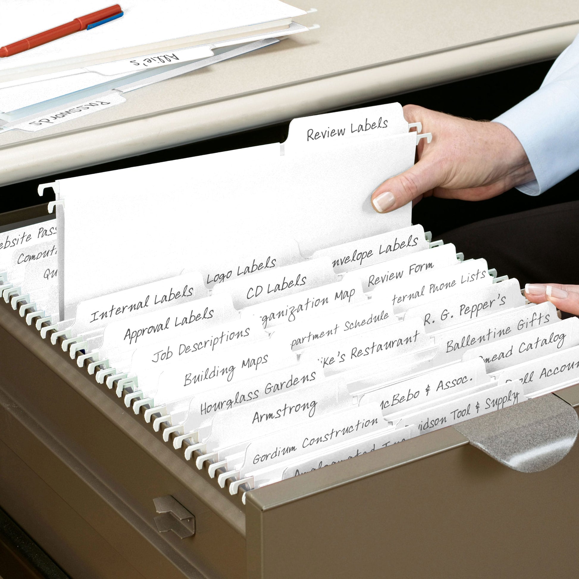 FasTab® Hanging File Folders, 1/3-Cut Tab, White Color, Letter Size, Set of 20, 086486640022