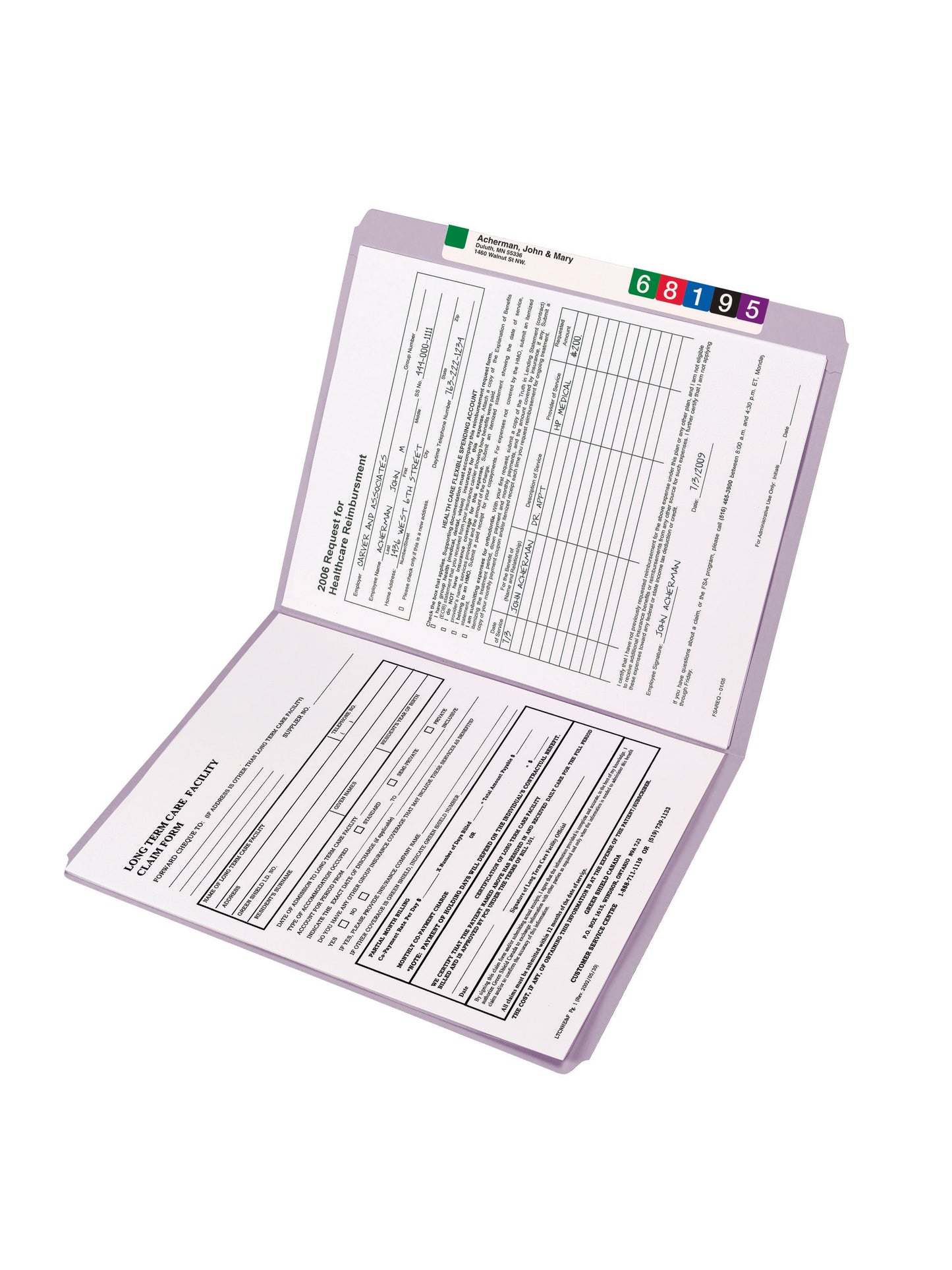 Reinforced Tab File Folders, Straight-Cut Tab, Lavender Color, Letter Size, Set of 100, 086486124102