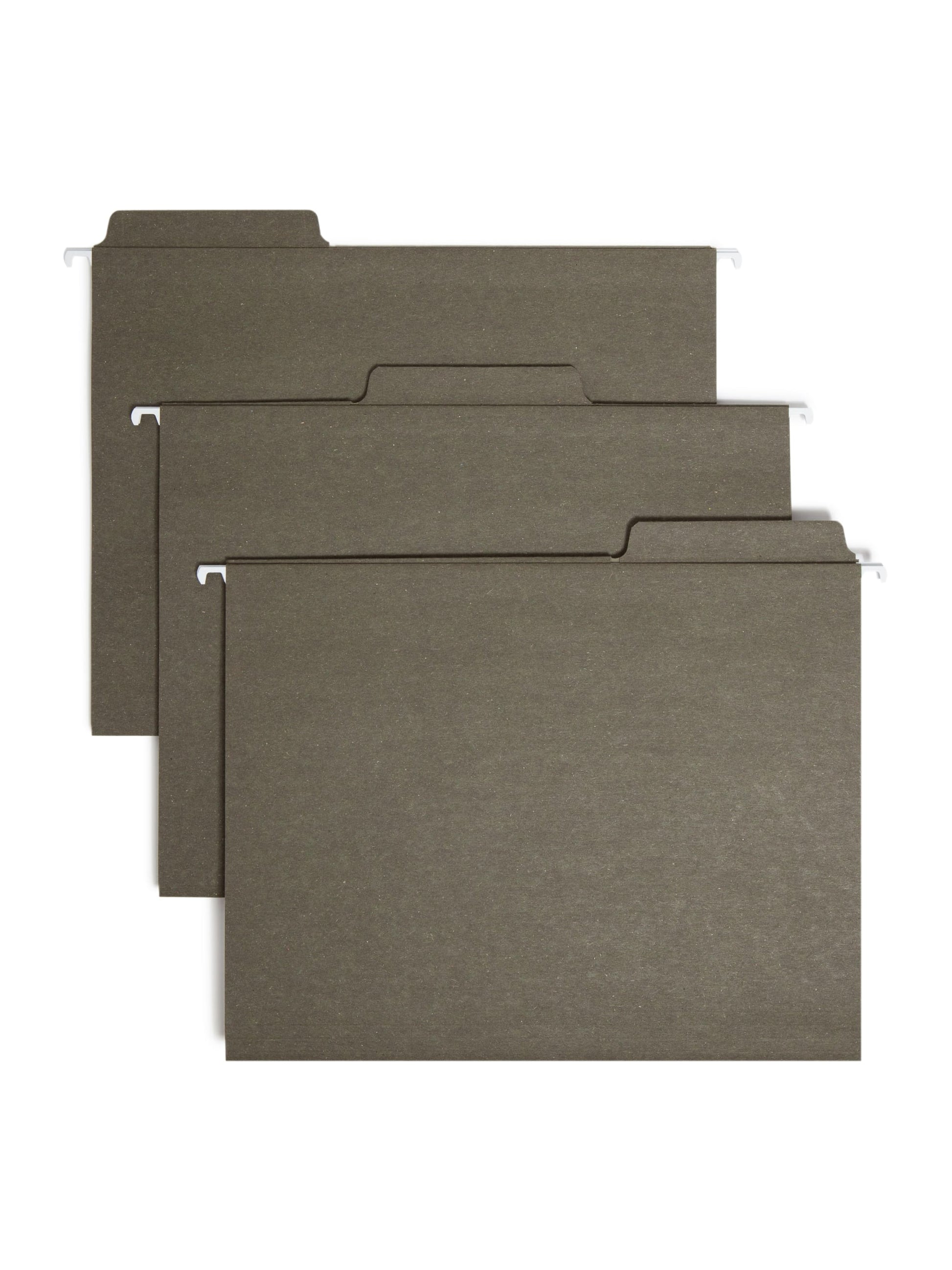 100% Recycled FasTab® Hanging File Folders, Standard Green Color, Letter Size, Set of 20, 086486640374