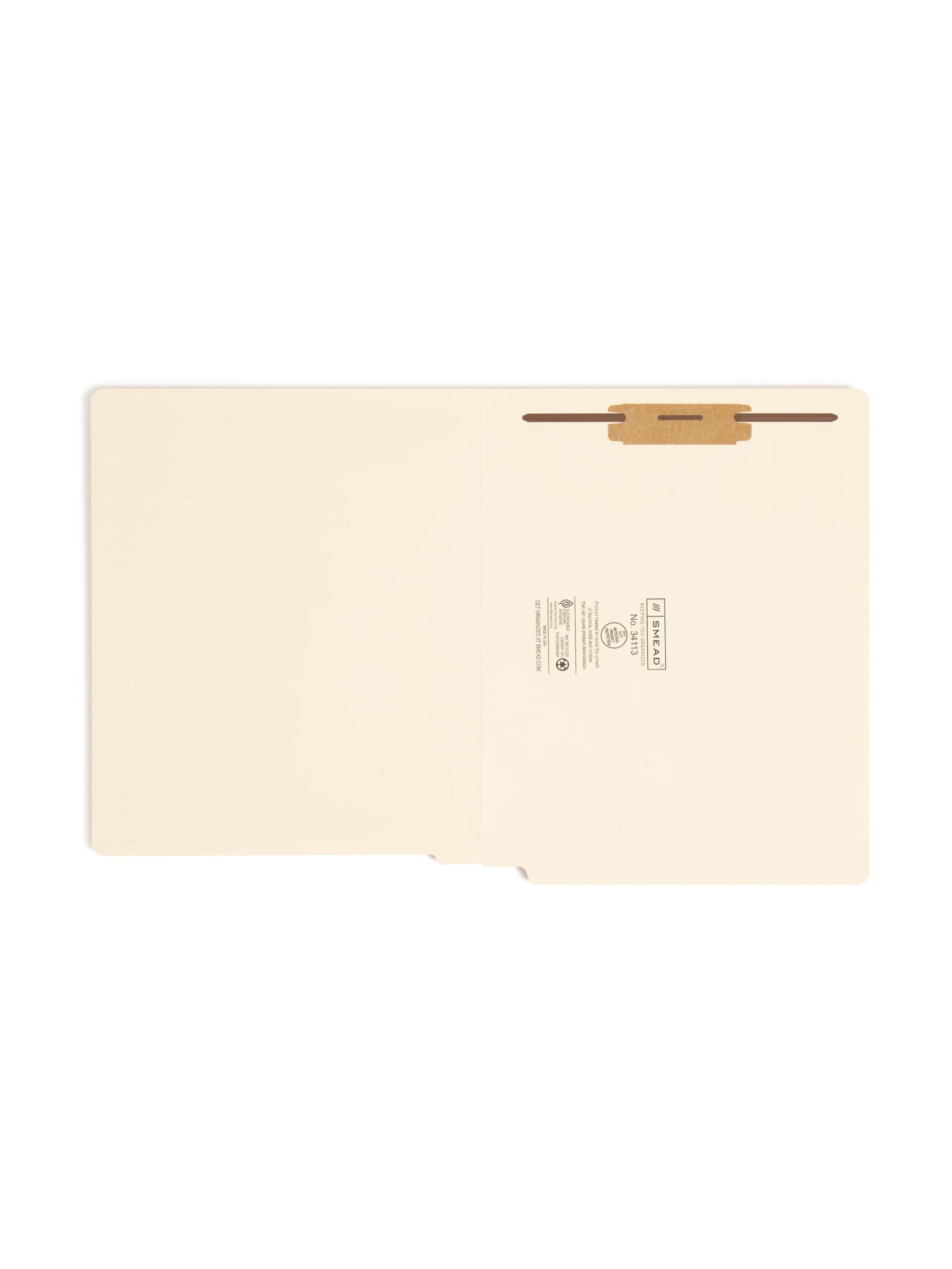 Shelf-Master® Reinforced End Tab Fastener File Folders with Antimicrobial Product Protection, Straight-Cut Tab, 1 Fastener, Manila Color, Letter Size, Set of 50, 086486341134
