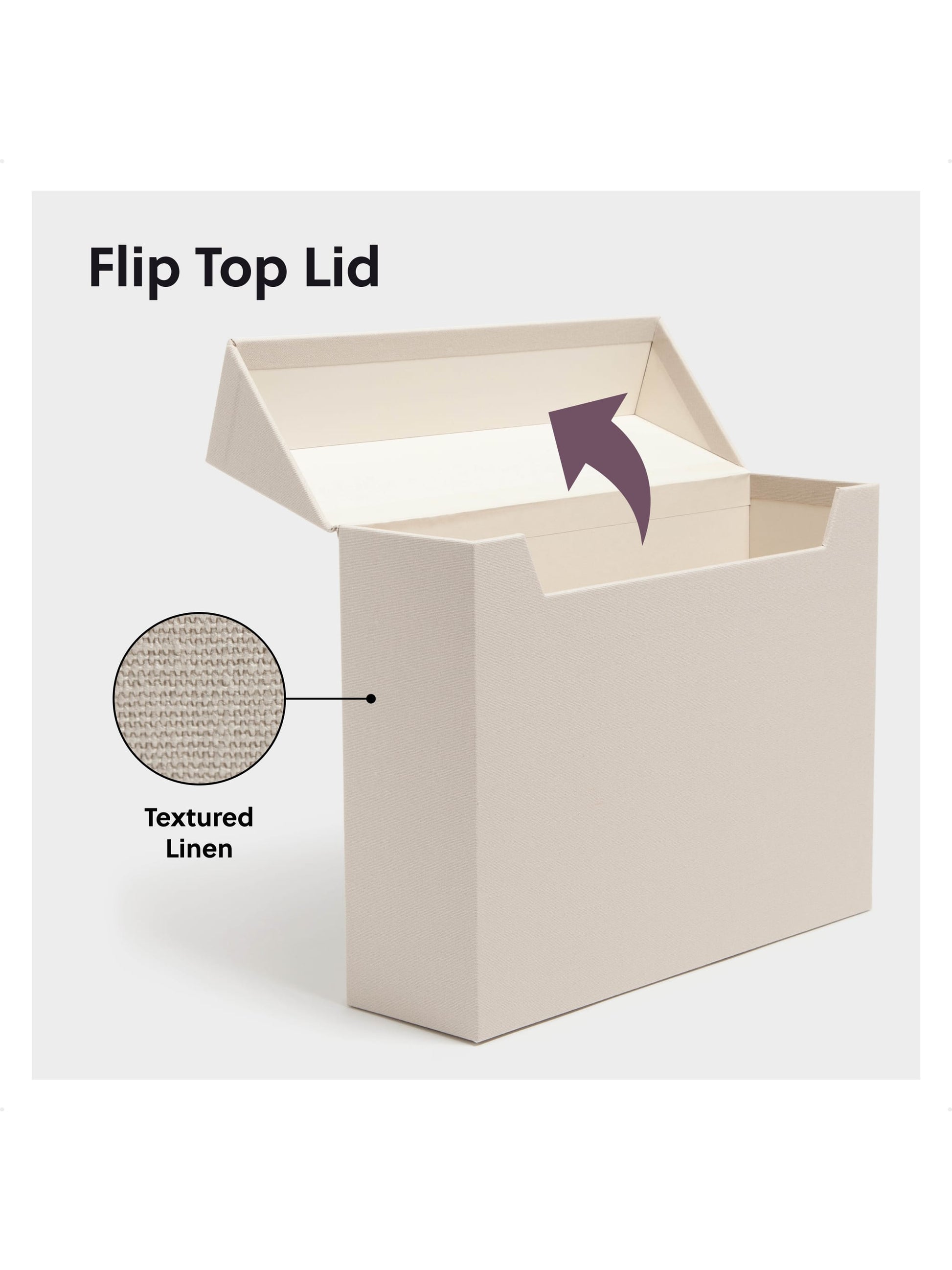 Flip Top Box, Beige Color, 13" X 9.4" X 3.7" Size, Set of 1, 086486702324