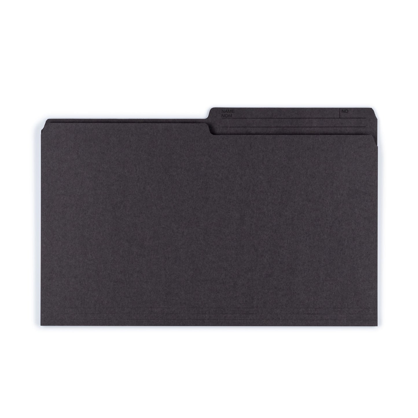Reversible Printed Tab File Folders, 1/2-Cut Tab, Black Color, Legal Size, Set of 100, 086486153645