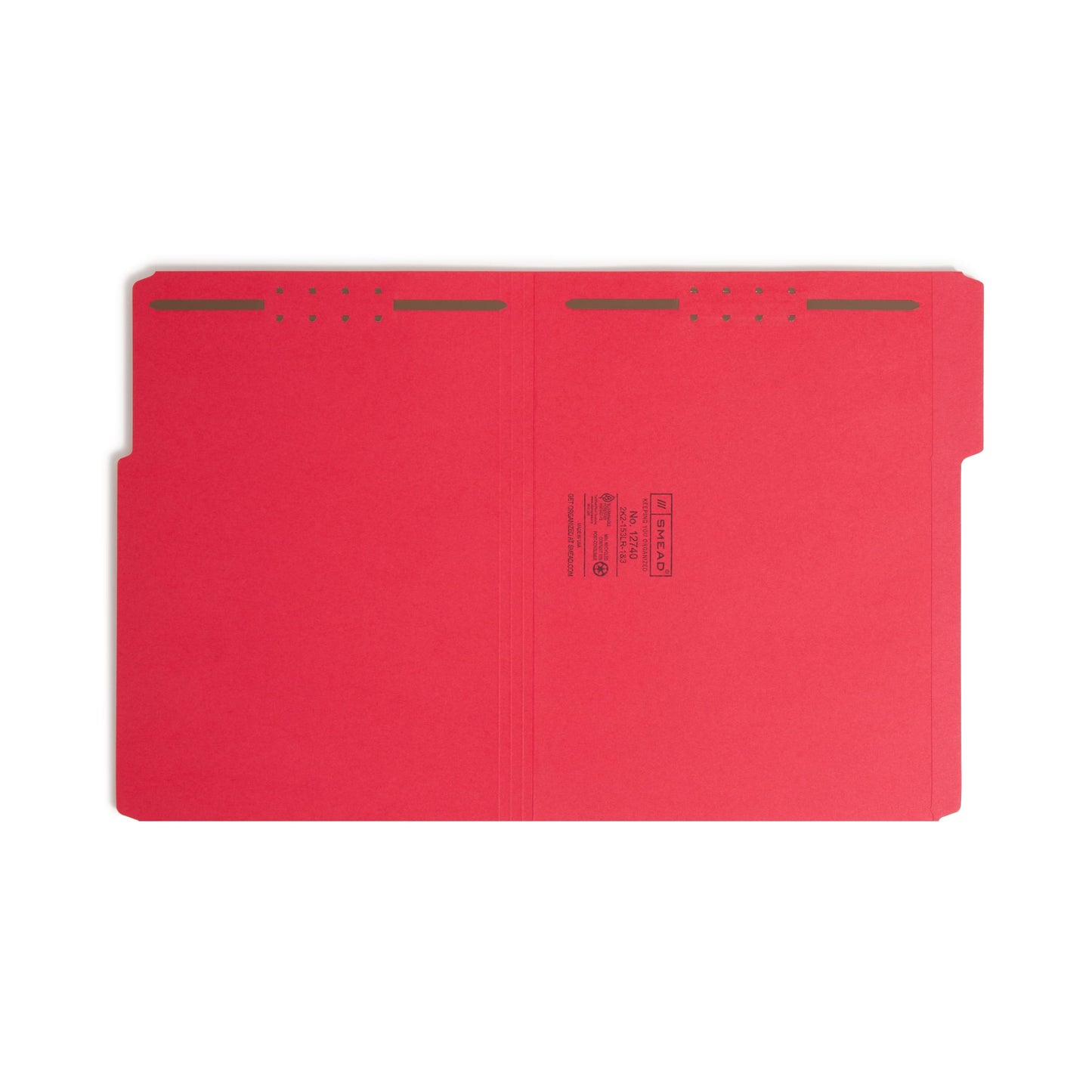 Reinforced Tab Fastener File Folders, 1/3-Cut Tab, 2 Fasteners, Red Color, Letter Size, Set of 50, 086486127400