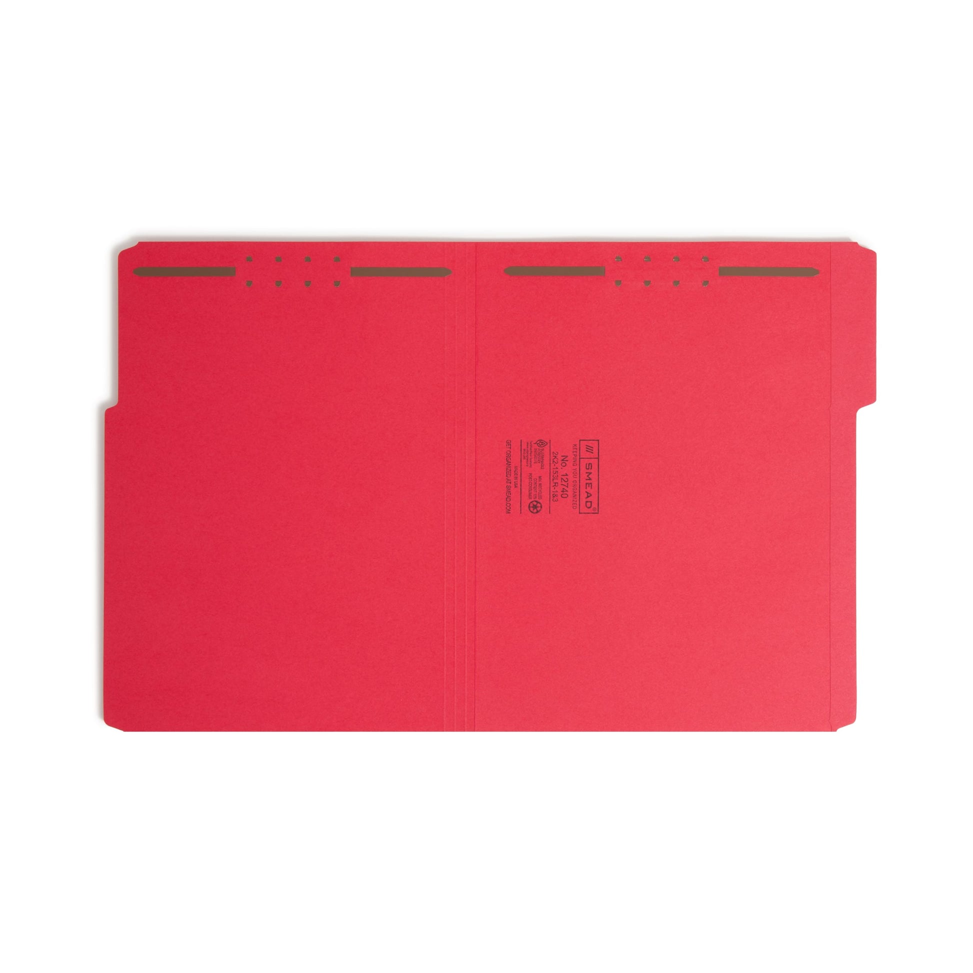 Reinforced Tab Fastener File Folders, 1/3-Cut Tab, 2 Fasteners, Red Color, Letter Size, Set of 50, 086486127400