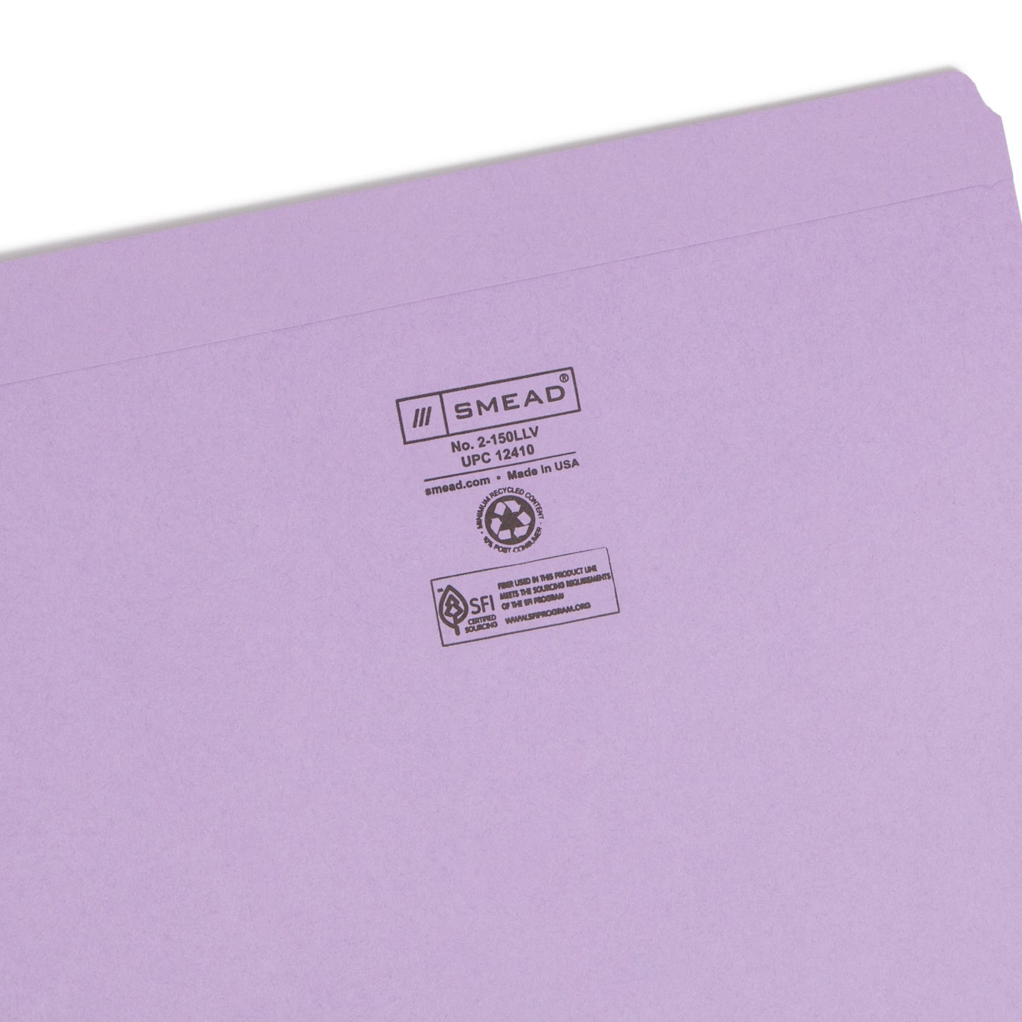 Reinforced Tab File Folders, Straight-Cut Tab, Lavender Color, Letter Size, Set of 100, 086486124102