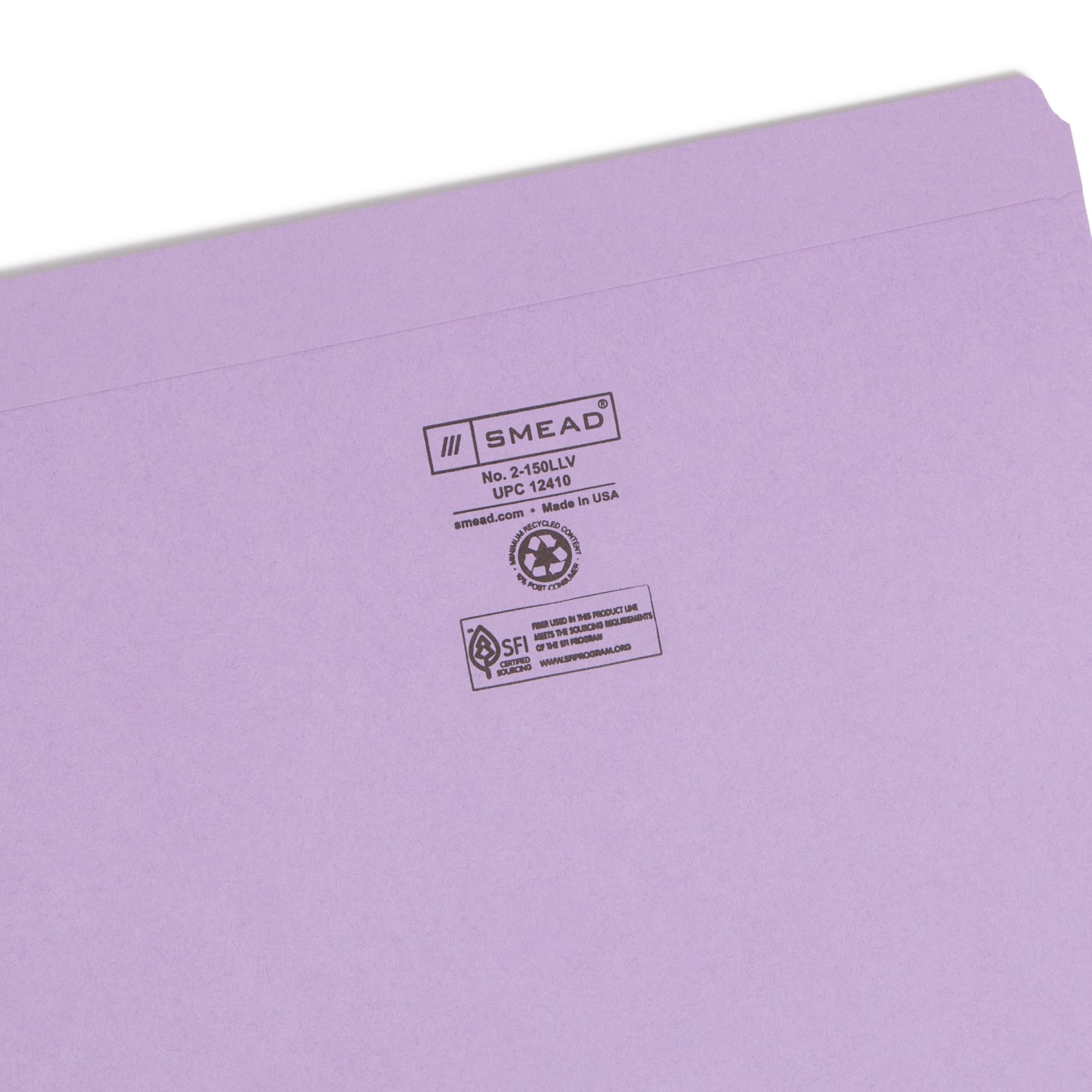 Reinforced Tab File Folders, Straight-Cut Tab, Lavender Color, Letter Size, Set of 100, 086486124102